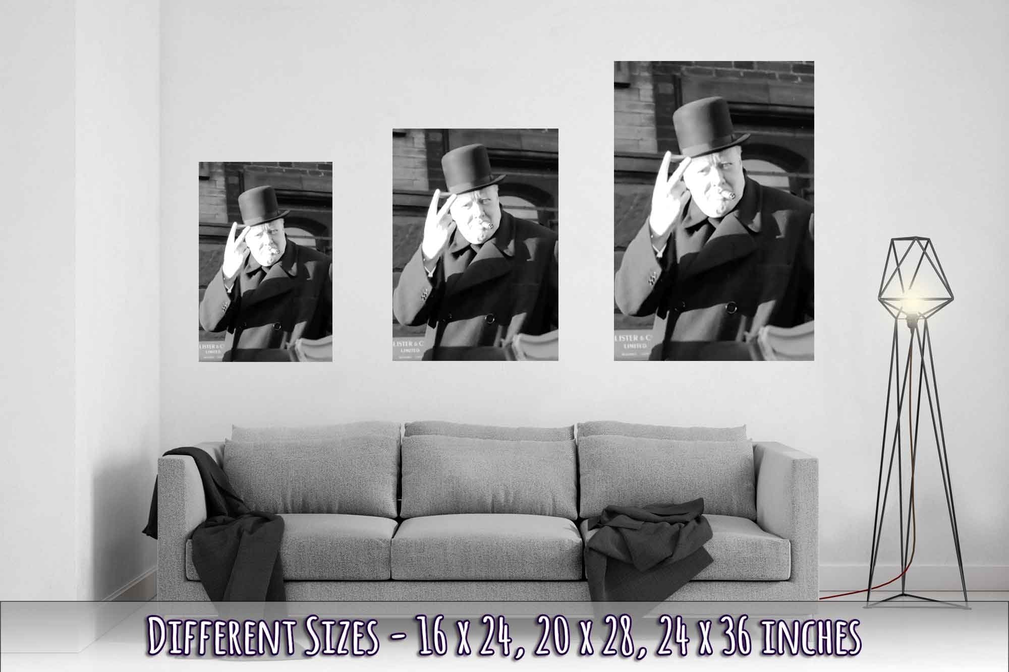 Winston Churchill Poster, V Day V Sign, Vintage Photo - Winston Churchill Print - WallArtPrints4U
