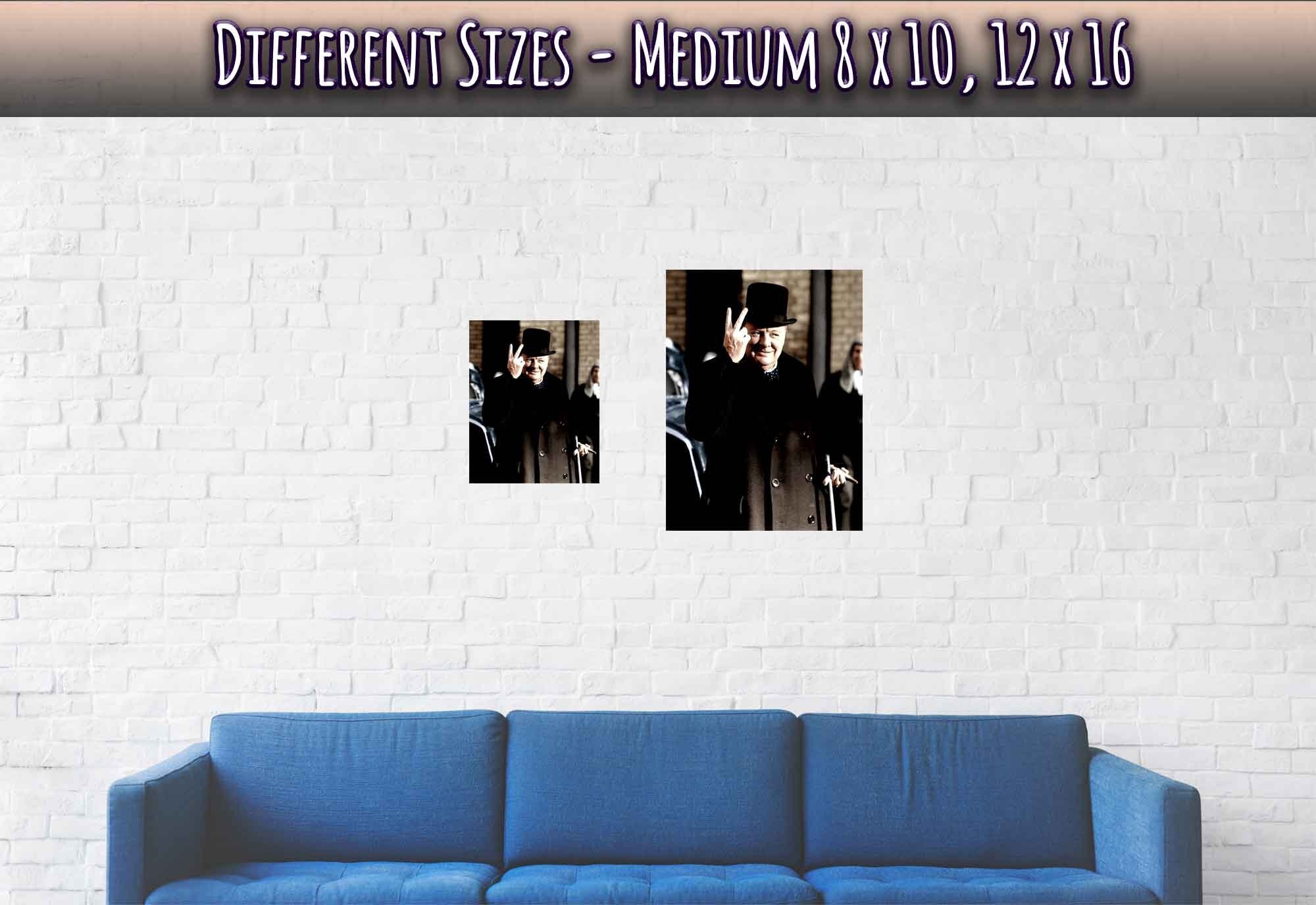 Winston Churchill V Sign Victory Poster, Ve Day V Sign, Vintage Color Photo - Winston Churchill Print - WallArtPrints4U