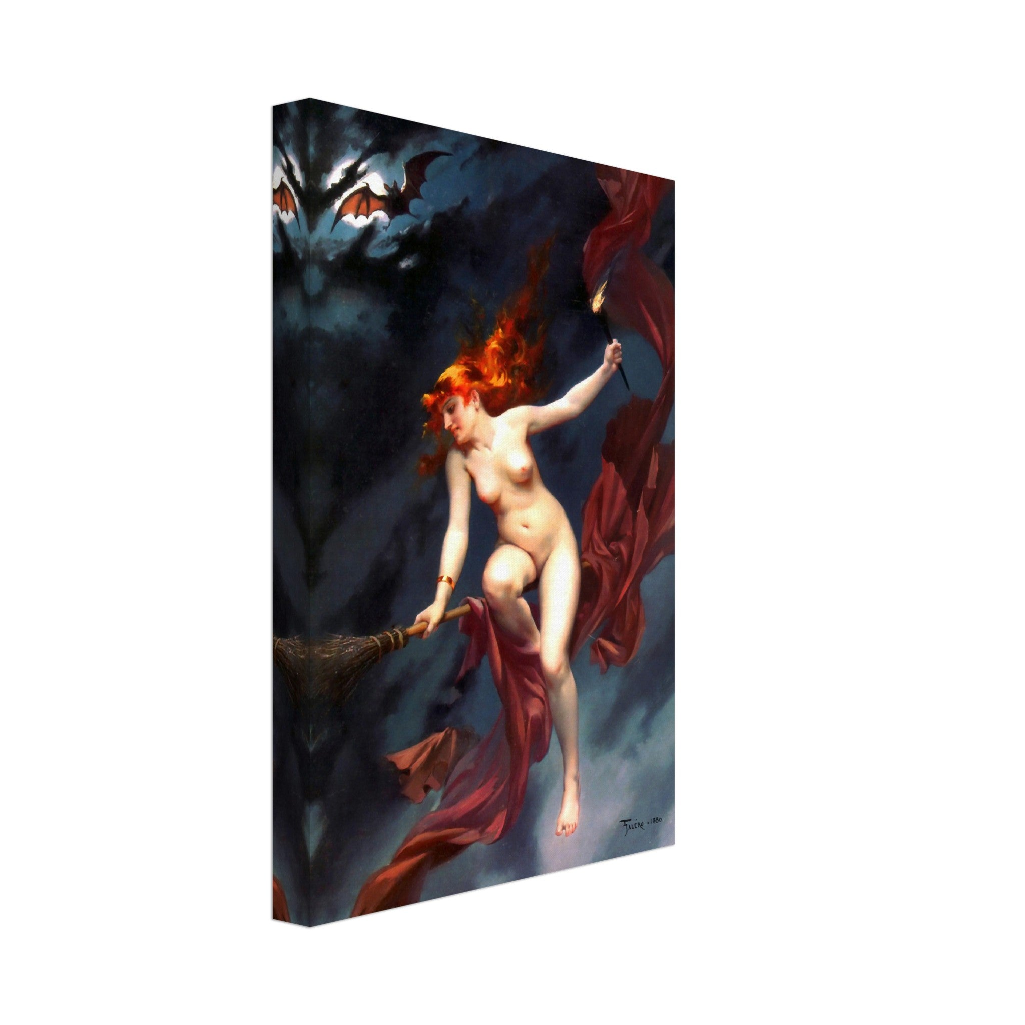Witch Canvas - Naked Witch on A Broom Luis Ricardo Falero Canvas - Nude Witch On A Broomstick Canvas Print - WallArtPrints4U