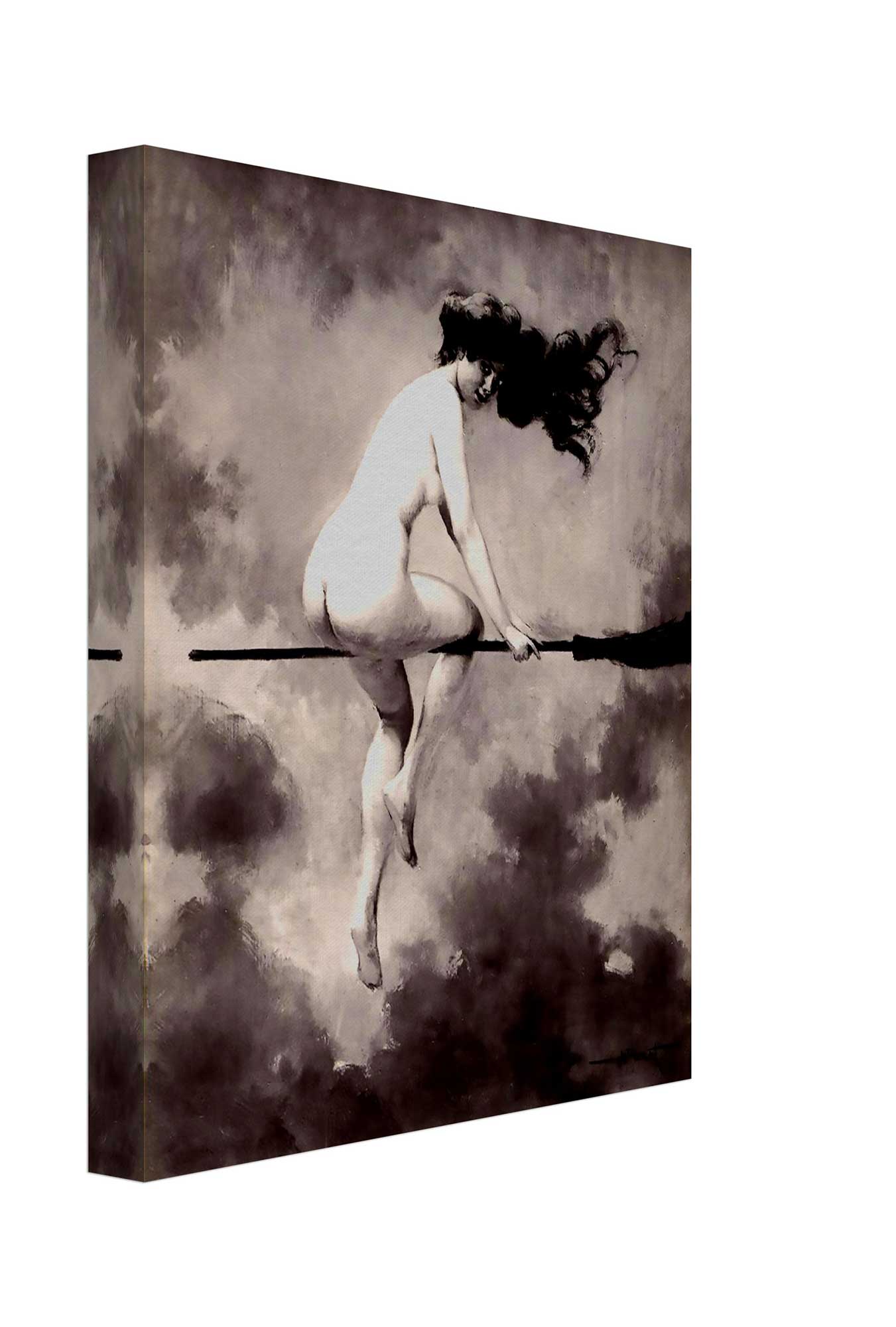 Witch Canvas Print - Naked Witch Albert Joseph Penot Canvas Print - Nude Witch On A Broomstick Canvas - WallArtPrints4U