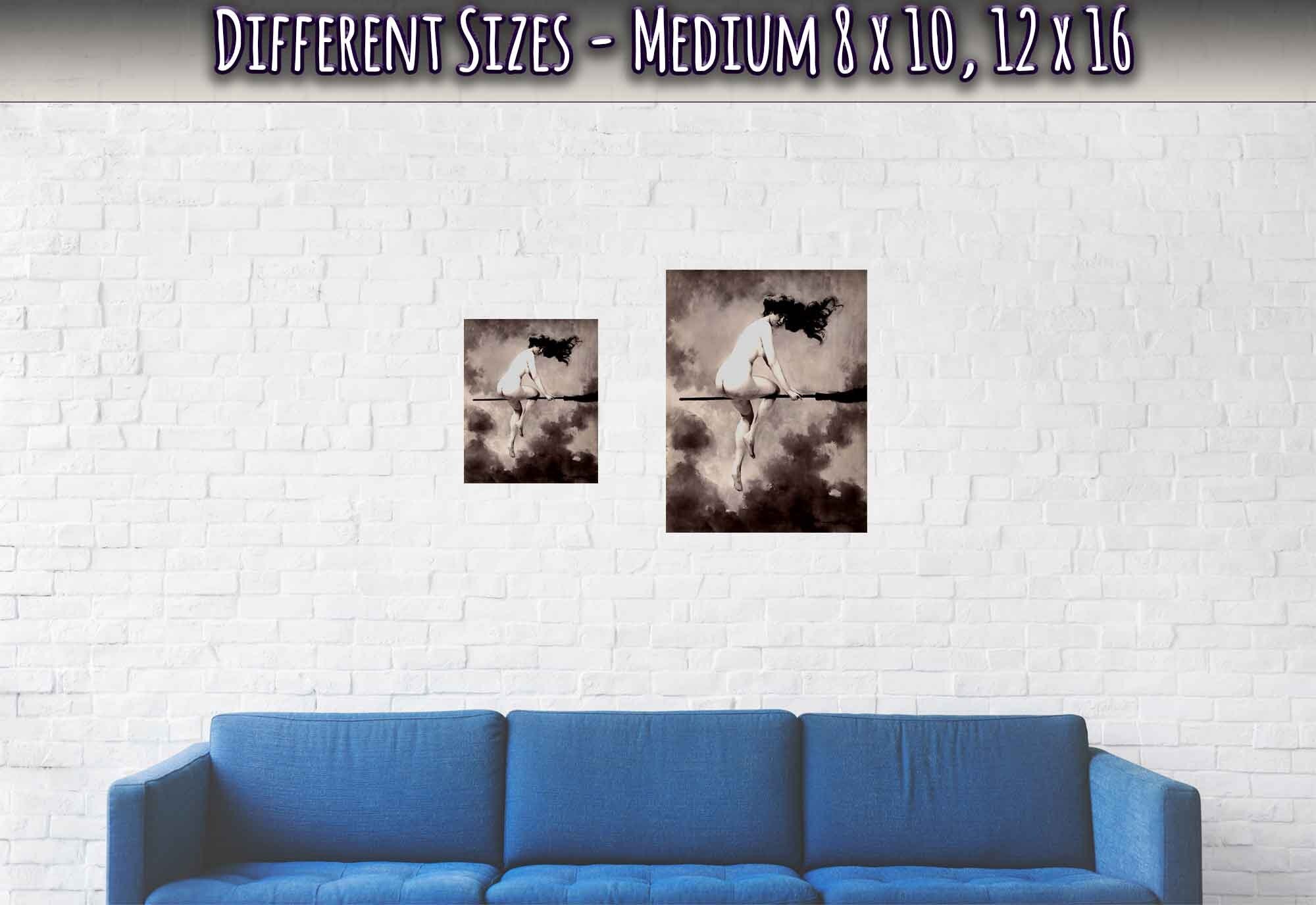 Witch Poster - Naked Witch Albert Joseph Penot Poster - Nude Witch On A Broomstick Print - WallArtPrints4U