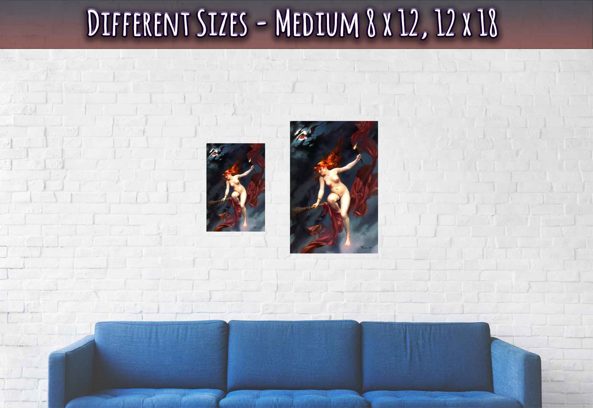 Witch Poster - Naked Witch on A Broom Luis Ricardo Falero Poster - Nude Witch On A Broomstick Print - WallArtPrints4U