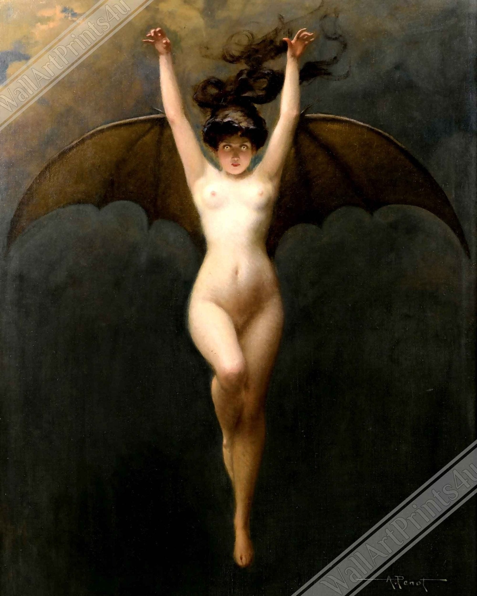 Witch Poster - The Bat Woman Albert Joseph Penot Poster - Nude Witch Bat  Woman