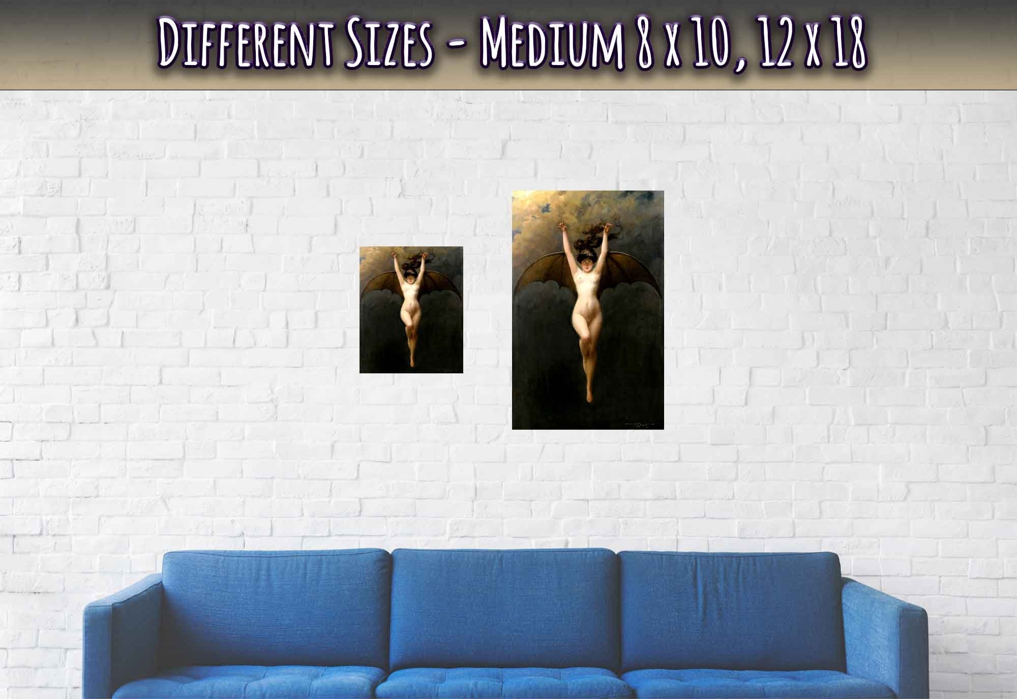 Witch Poster - The Bat Woman Albert Joseph Penot Poster - Nude Witch Bat Woman - WallArtPrints4U