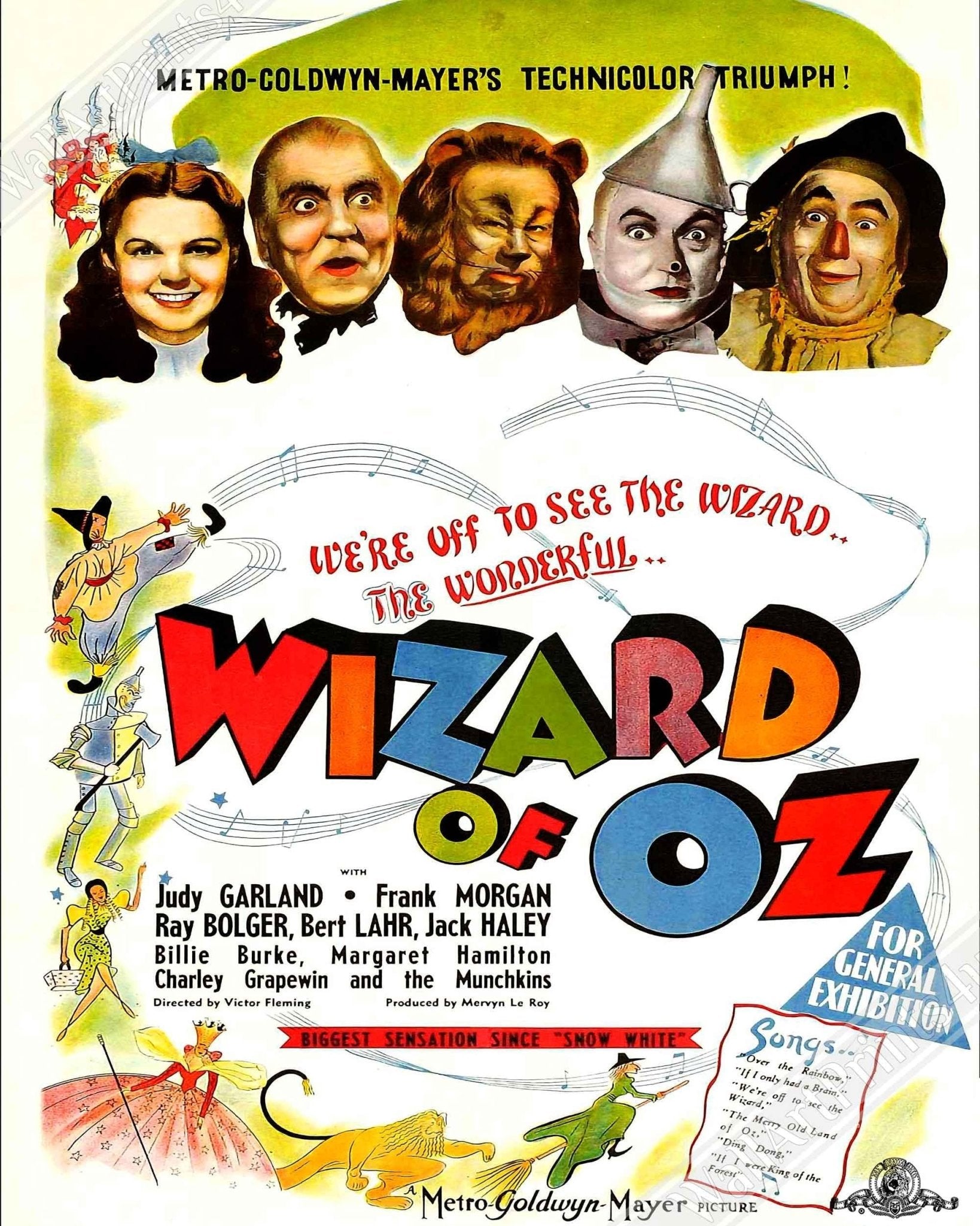 Wizard Of Oz Canvas, Vintage Movie Canvas 1939 Canvas Film Art - Judy Garland L. Frank Baum - WallArtPrints4U