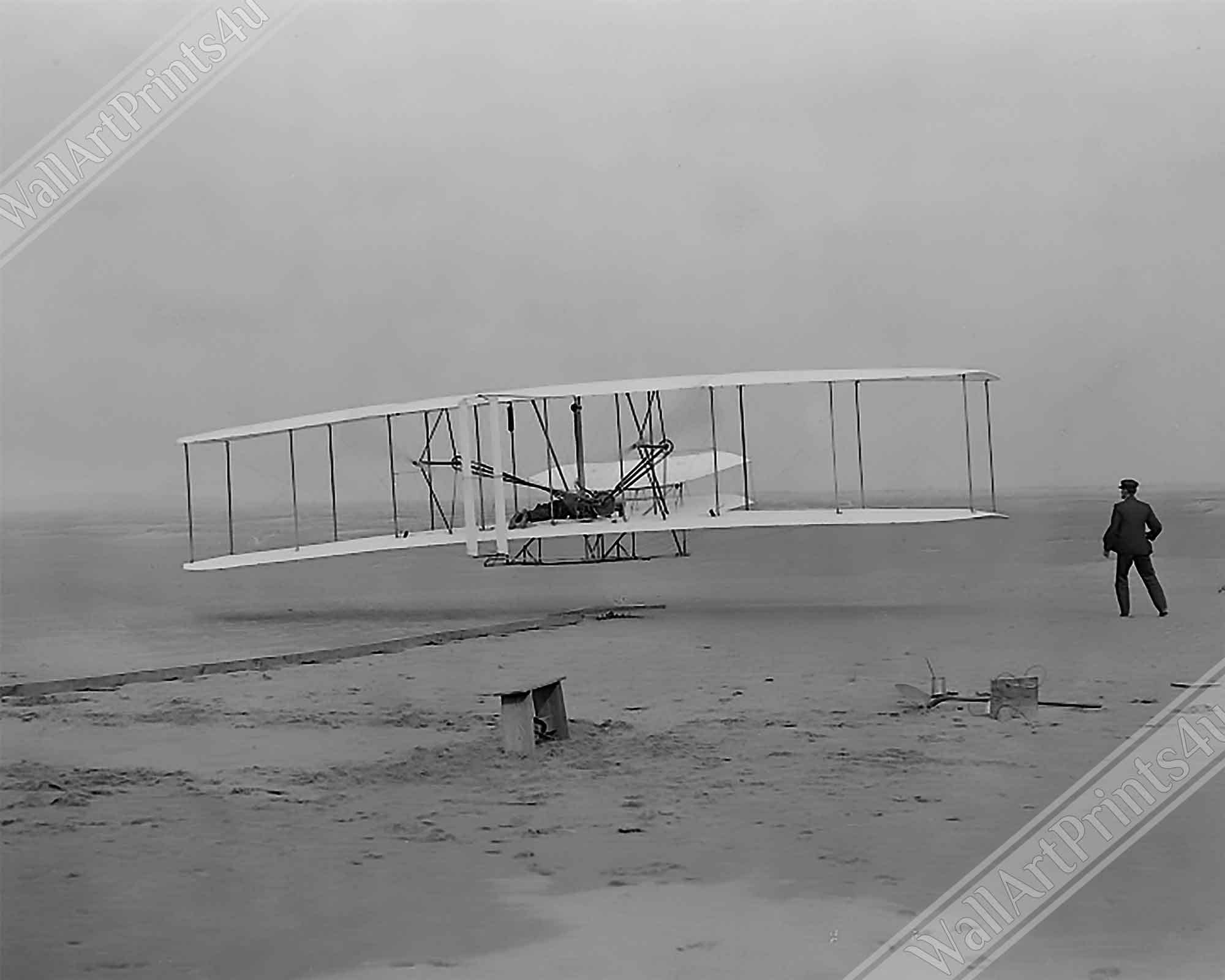 Wright Brothers First Flight Canvas, Kitty Hawk, North Carolina, Vintage Photo Portrait - Wright Brothers Canvas Print - WallArtPrints4U