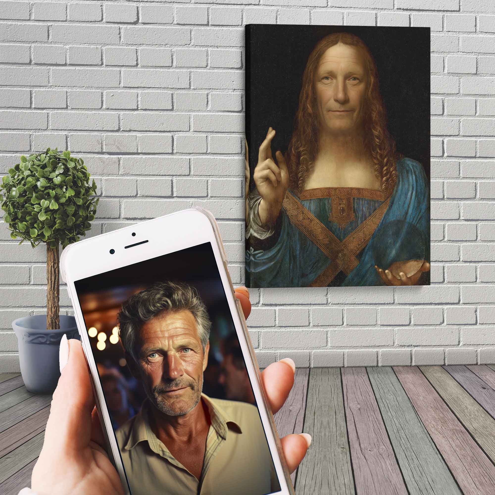 You As Salvator Mundi Custom Canvas Print, Your Picture As Salvator Mundi Canvas, Leonardo Da Vinci - WallArtPrints4U