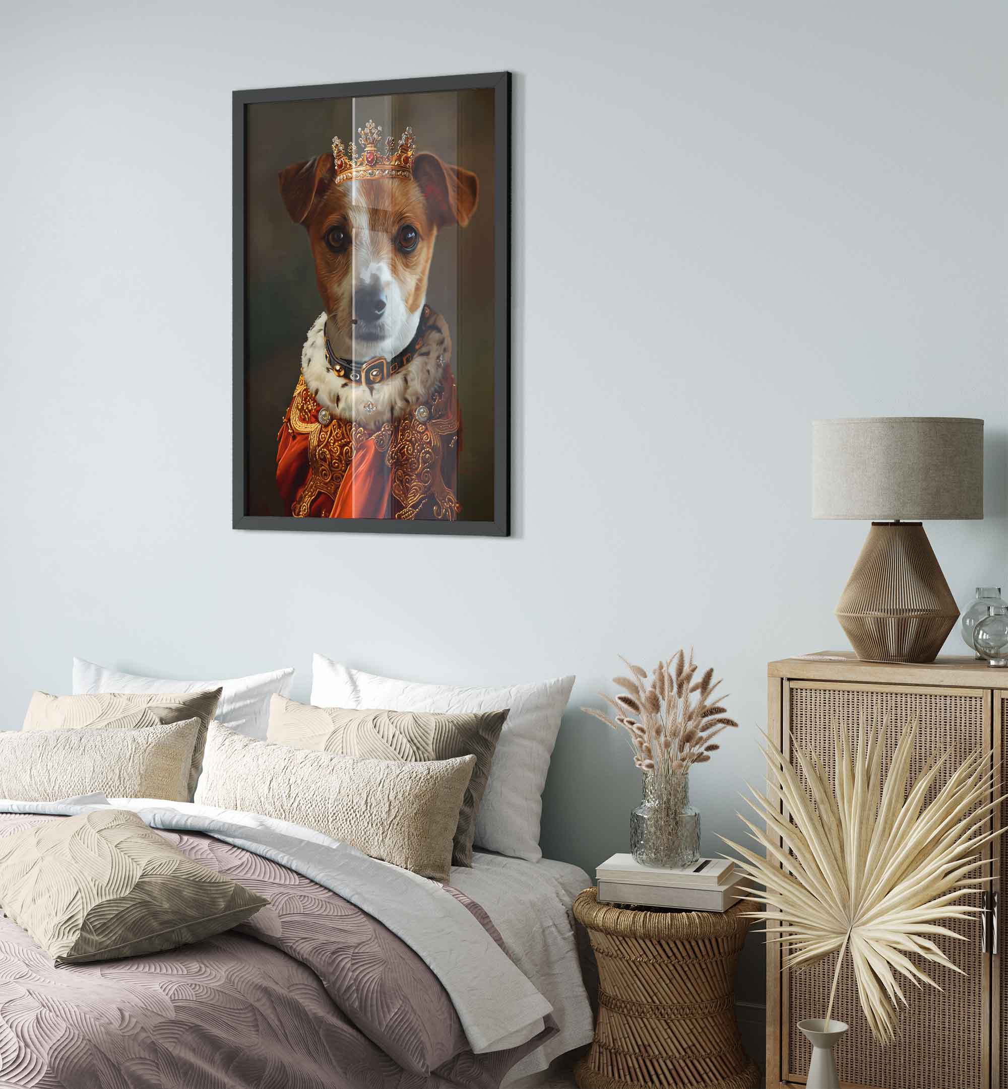 Royal Pet Portrait Framed Custom Print, Dog Portrait From Photo