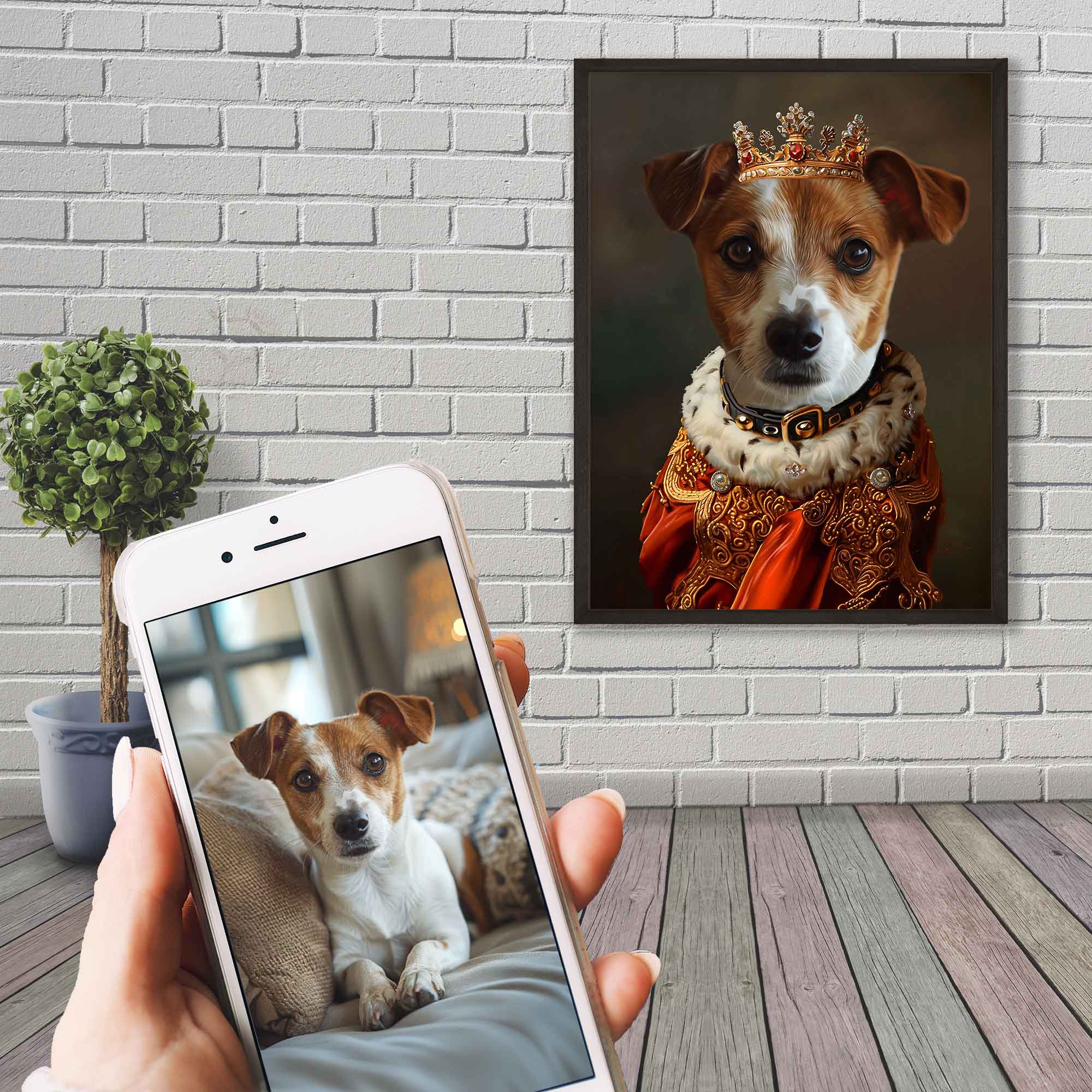 Royal Pet Portrait Framed Custom Print, Dog Portrait From Photo