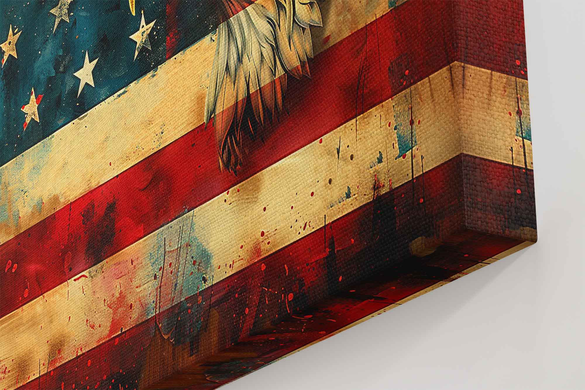 American Eagle Flag Canvas, Patriotic USA Flag Canvas Print Gritty Modern Art - WallArtPrints4U