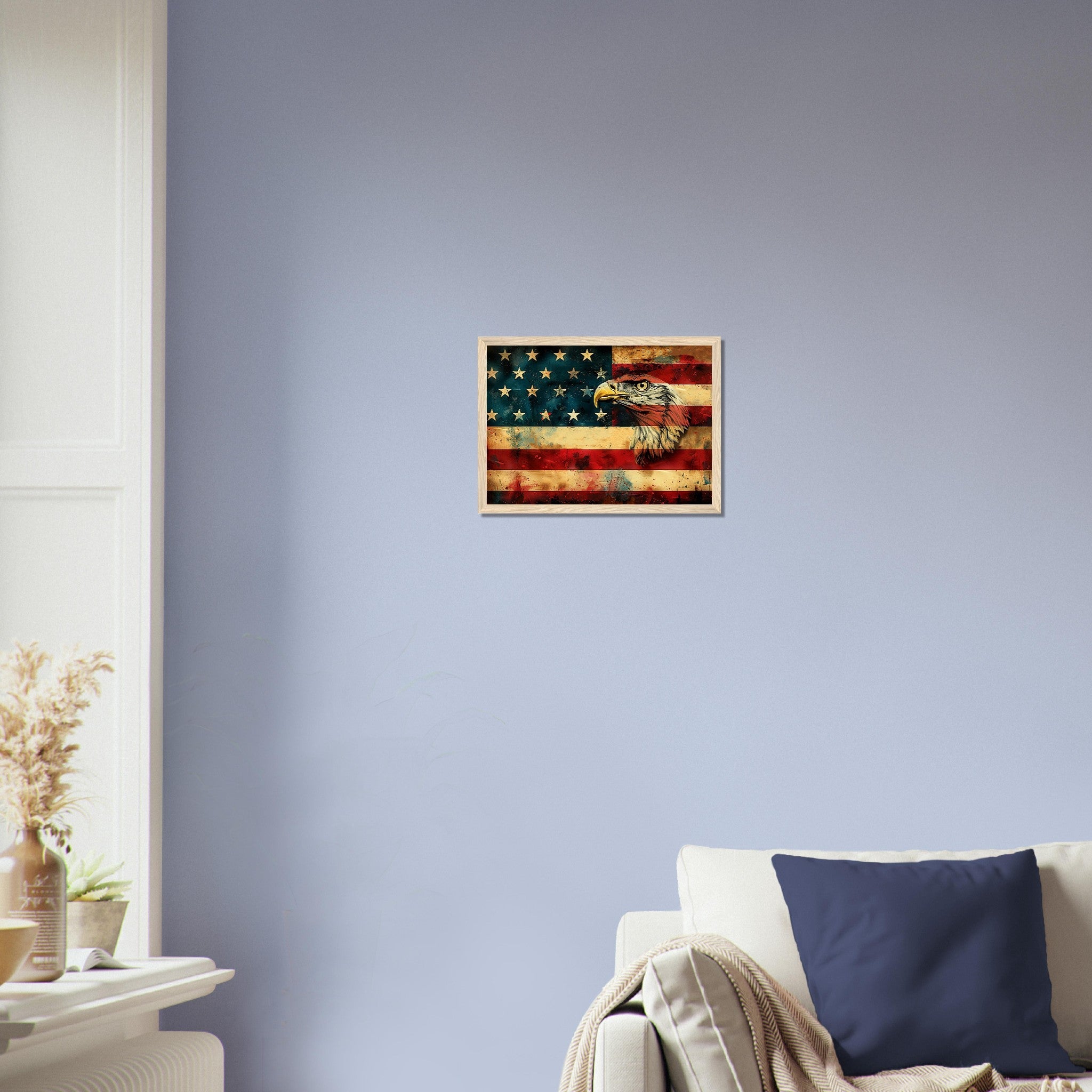 American Eagle Flag Framed Print, Patriotic USA Flag Framed Print Gritty Modern Art - WallArtPrints4U