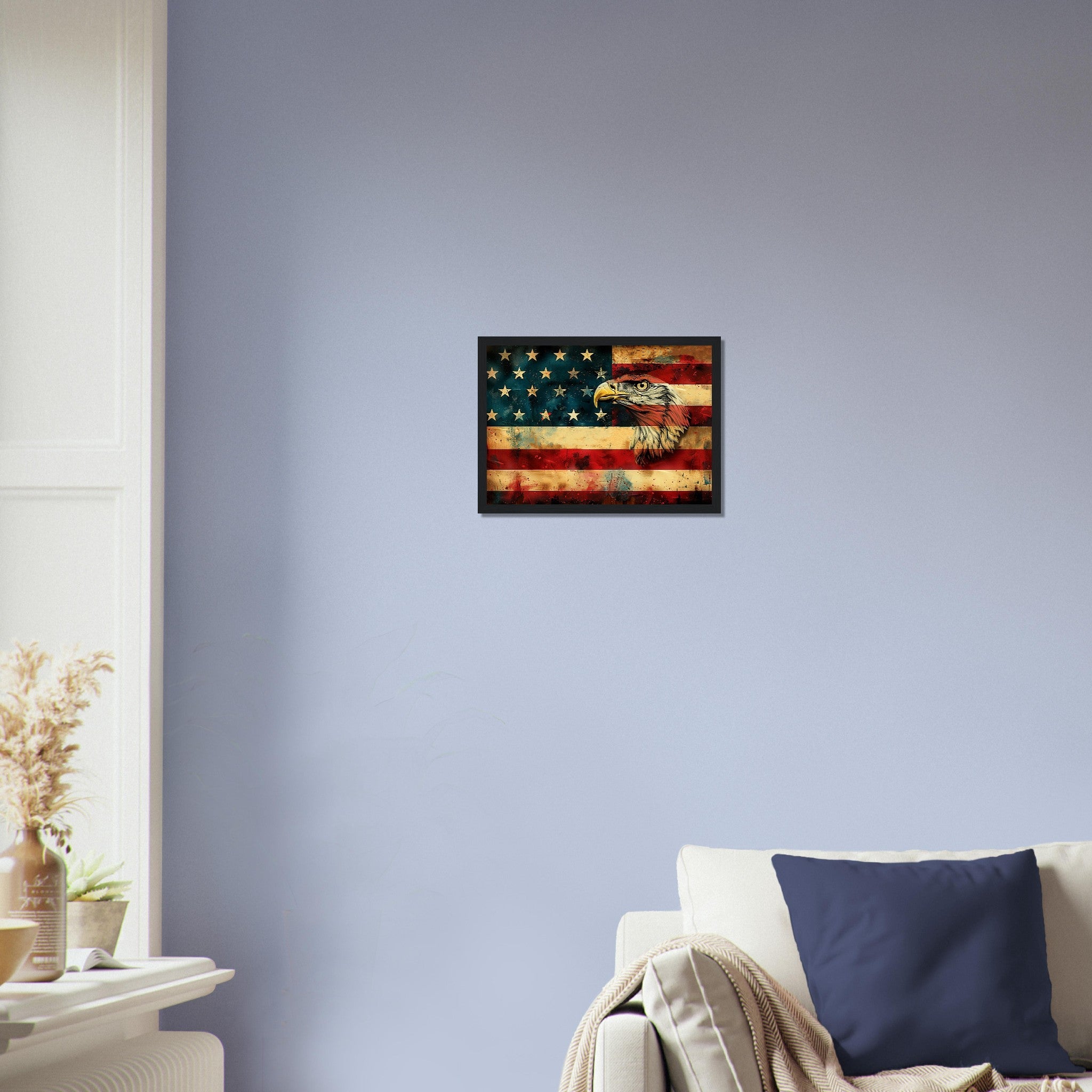 American Eagle Flag Framed Print, Patriotic USA Flag Framed Print Gritty Modern Art - WallArtPrints4U