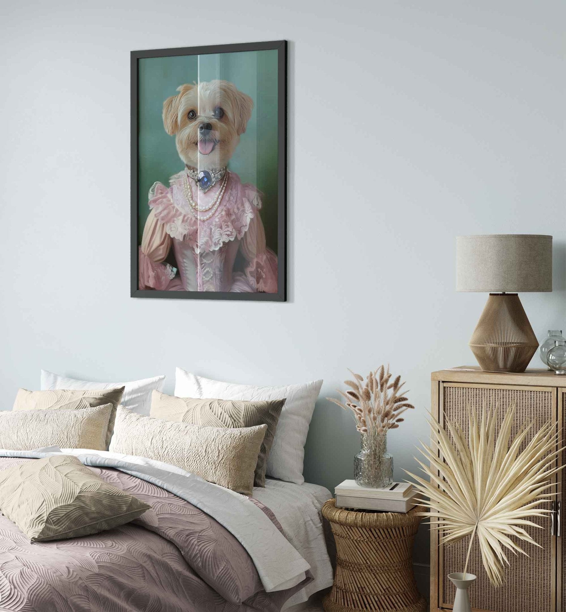 Aristocrat Pet Framed Print, Princess Cat / Dog Custom Portrait From Photo - WallArtPrints4U