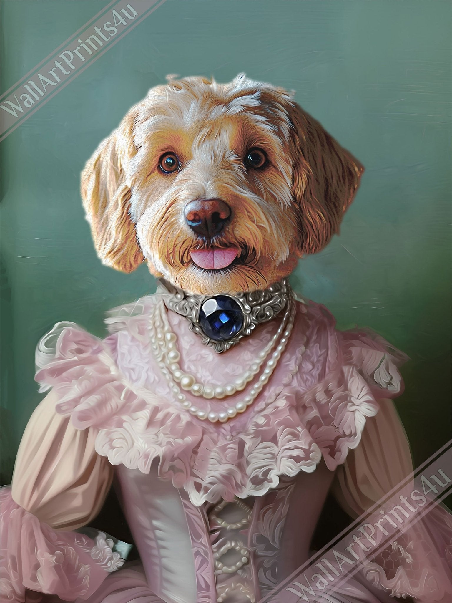 Aristocrat Pet Poster Print, Princess Cat / Dog Custom Portrait From Photo - WallArtPrints4U