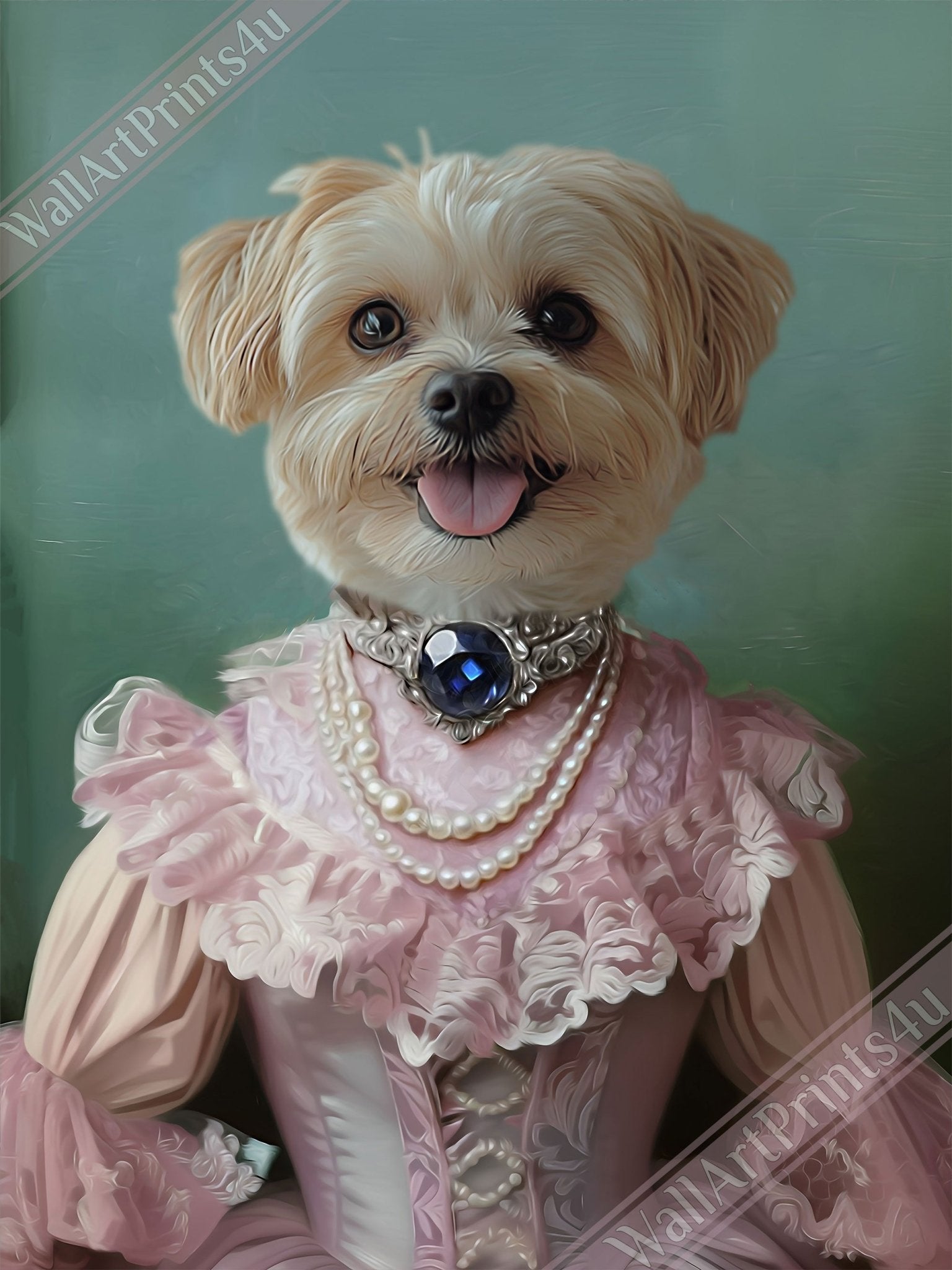 Aristocrat Pet Poster Print, Princess Cat / Dog Custom Portrait From Photo - WallArtPrints4U