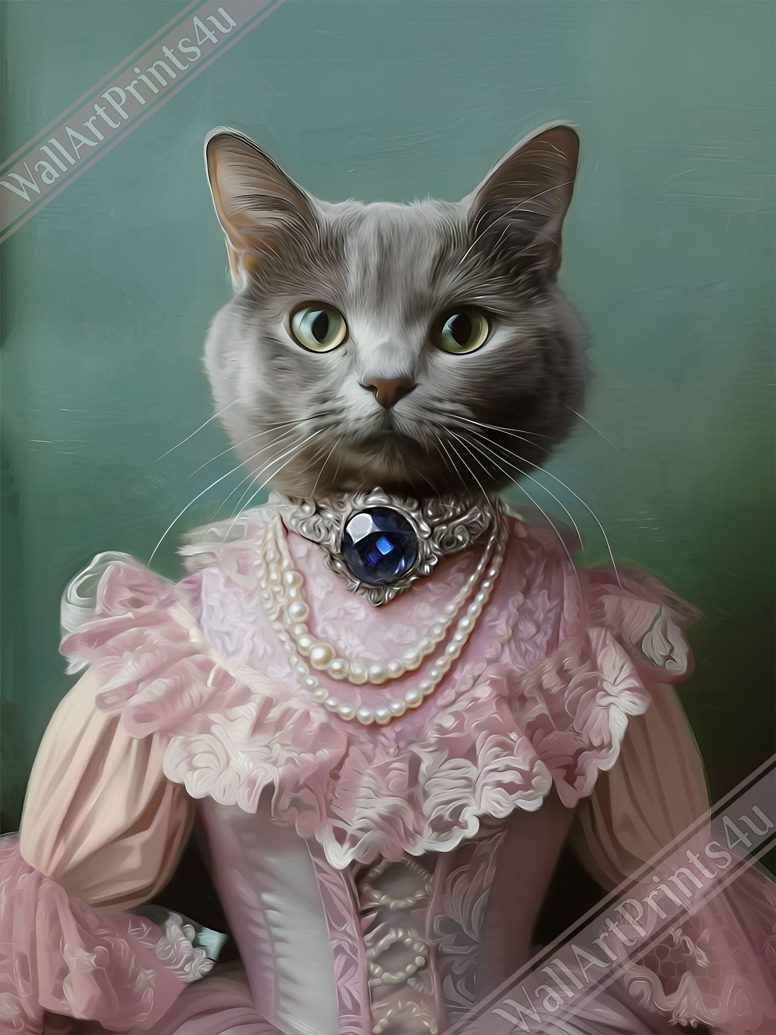 Aristocrat Pet Printable, Princess Cat / Dog Custom Portrait From Photo Digital Download - WallArtPrints4U