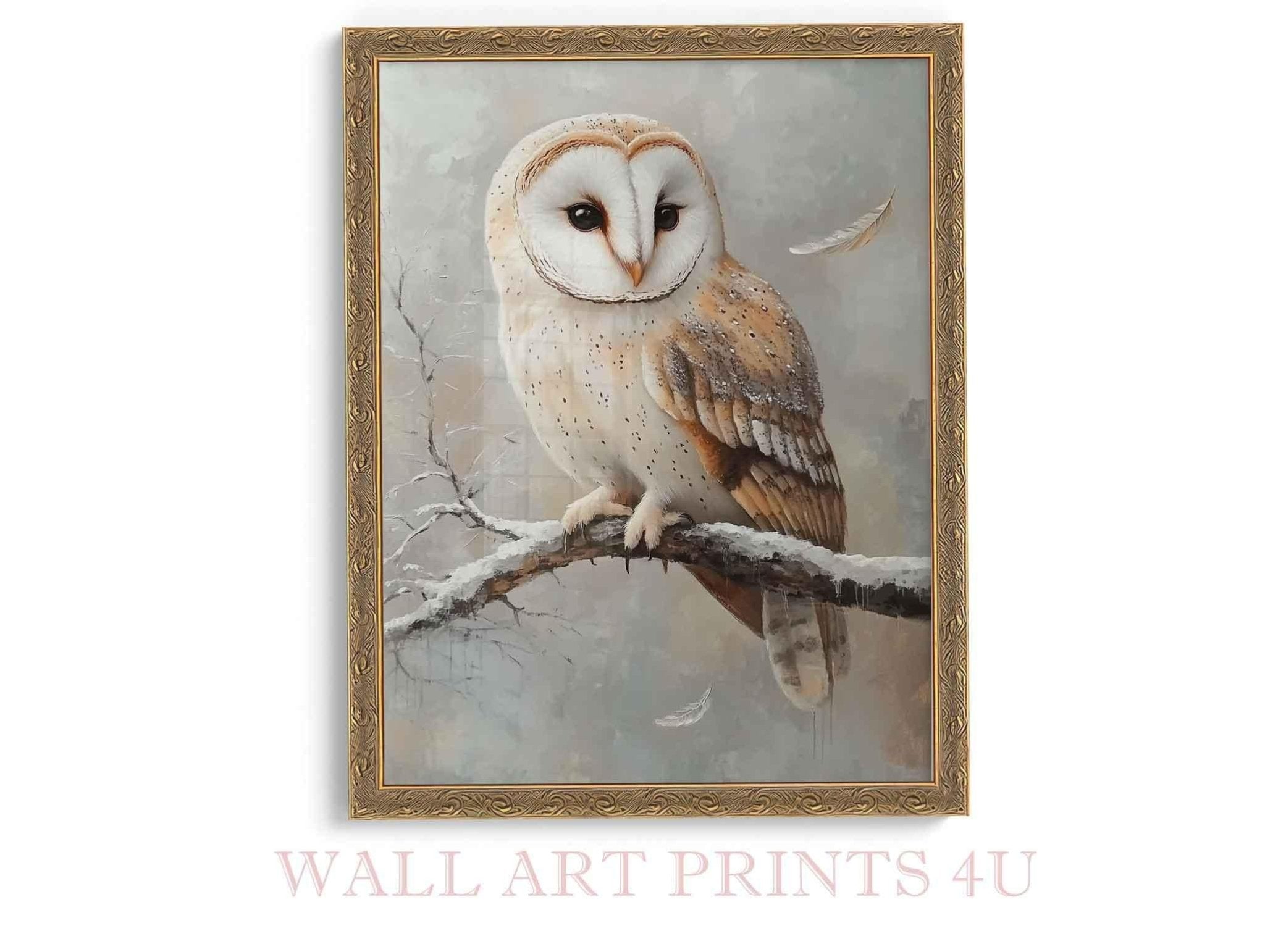 Barn Owl Framed Print Wildlife Wall Art, Rustic Home Decor - WallArtPrints4U