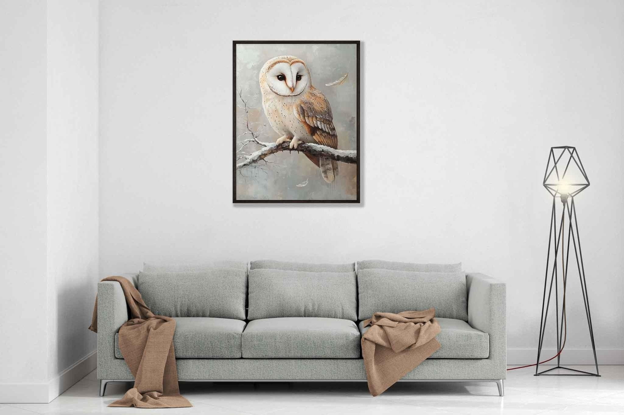 Barn Owl Framed Print Wildlife Wall Art, Rustic Home Decor - WallArtPrints4U