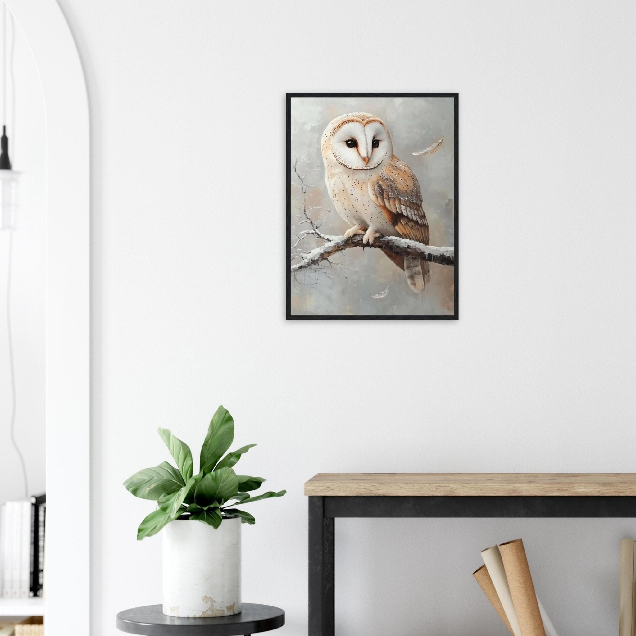 Barn Owl Framed Print Wildlife Wall Art, Rustic Home Decor - WallArtPrints4U