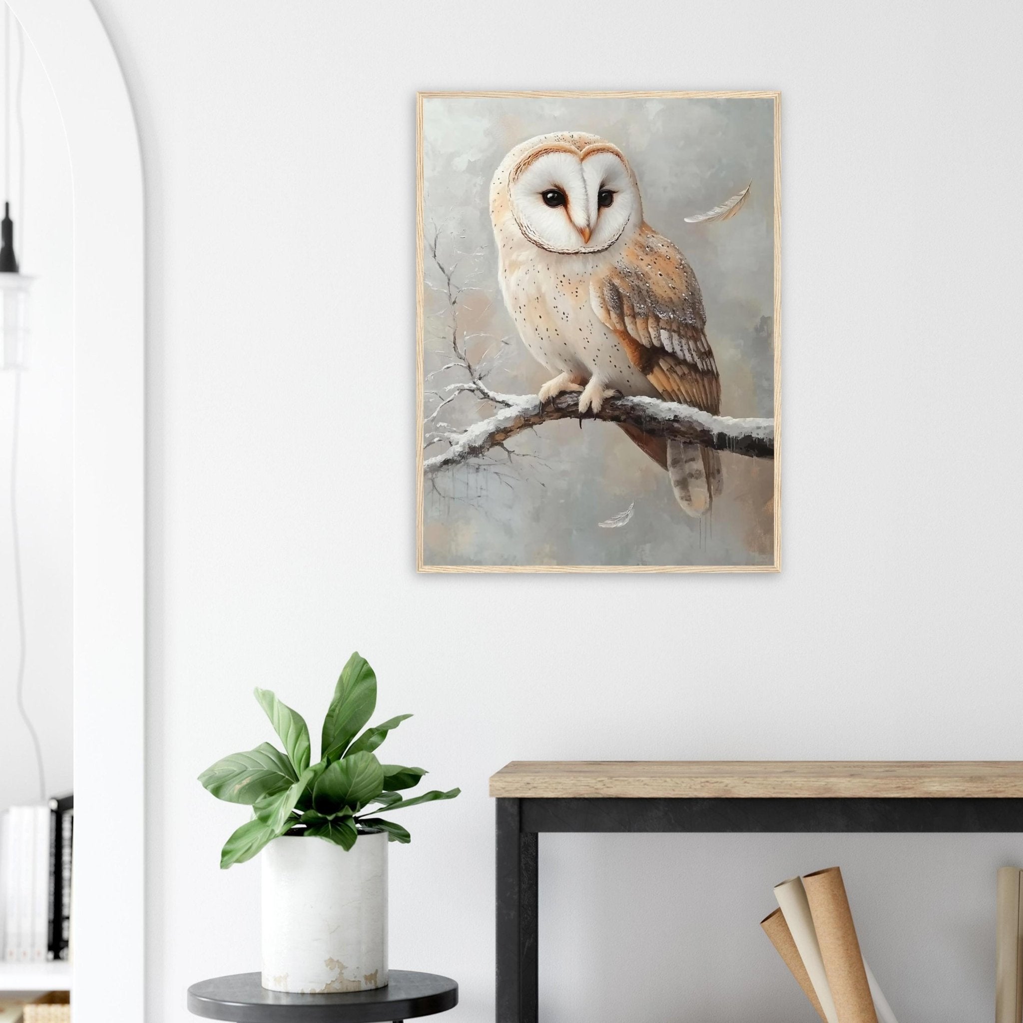 Barn Owl Framed Print Wildlife Wall Art, Rustic Home Decor - WallArtPrints4U