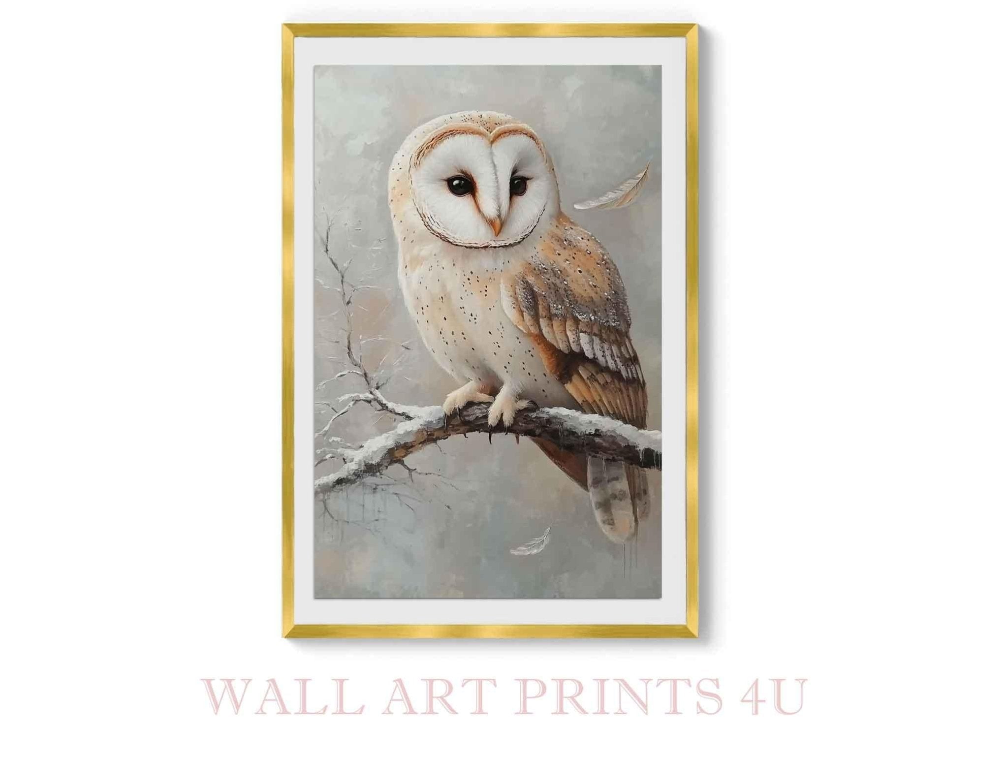 Barn Owl Framed Print Wildlife Wall Art, Rustic Home Decor - WallArtPrints4U