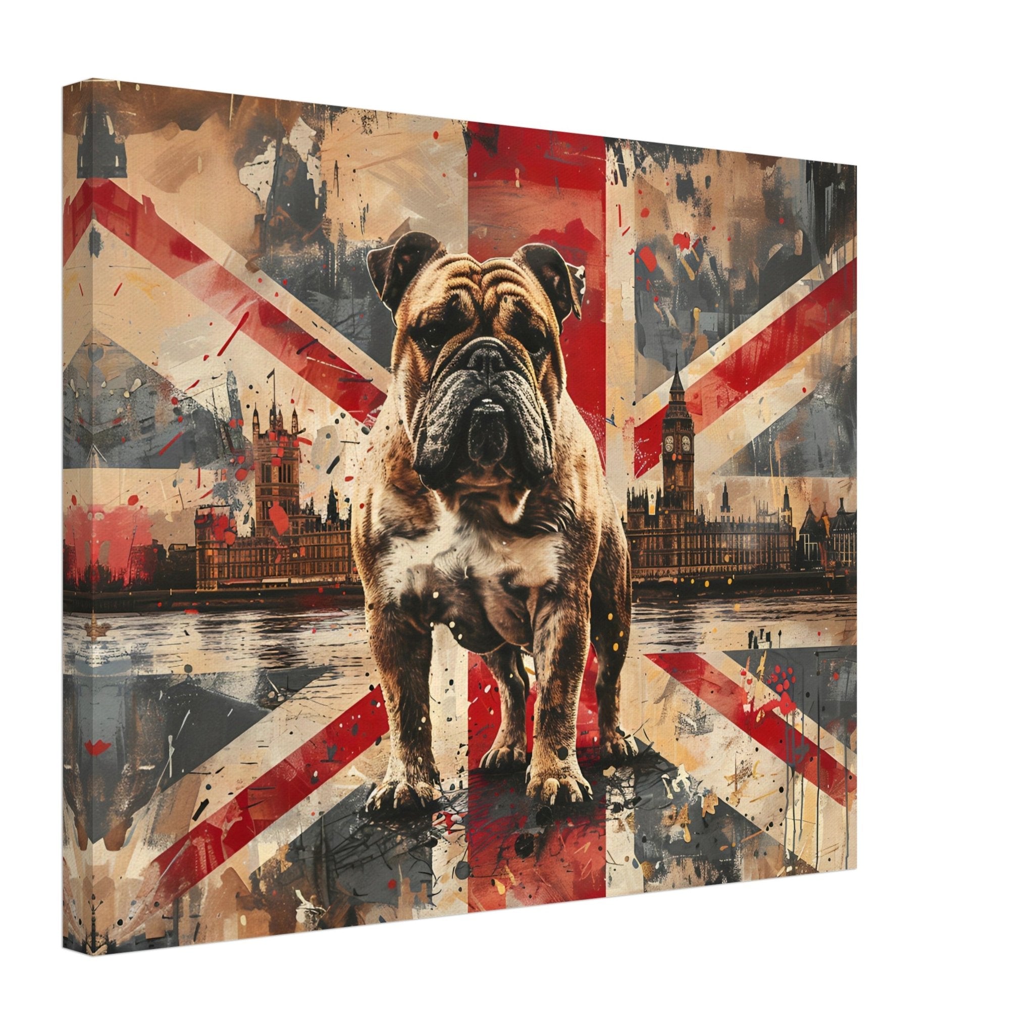 British Flag Canvas, Bulldog Union Jack Canvas Print, UK Flag Wall Art - WallArtPrints4U