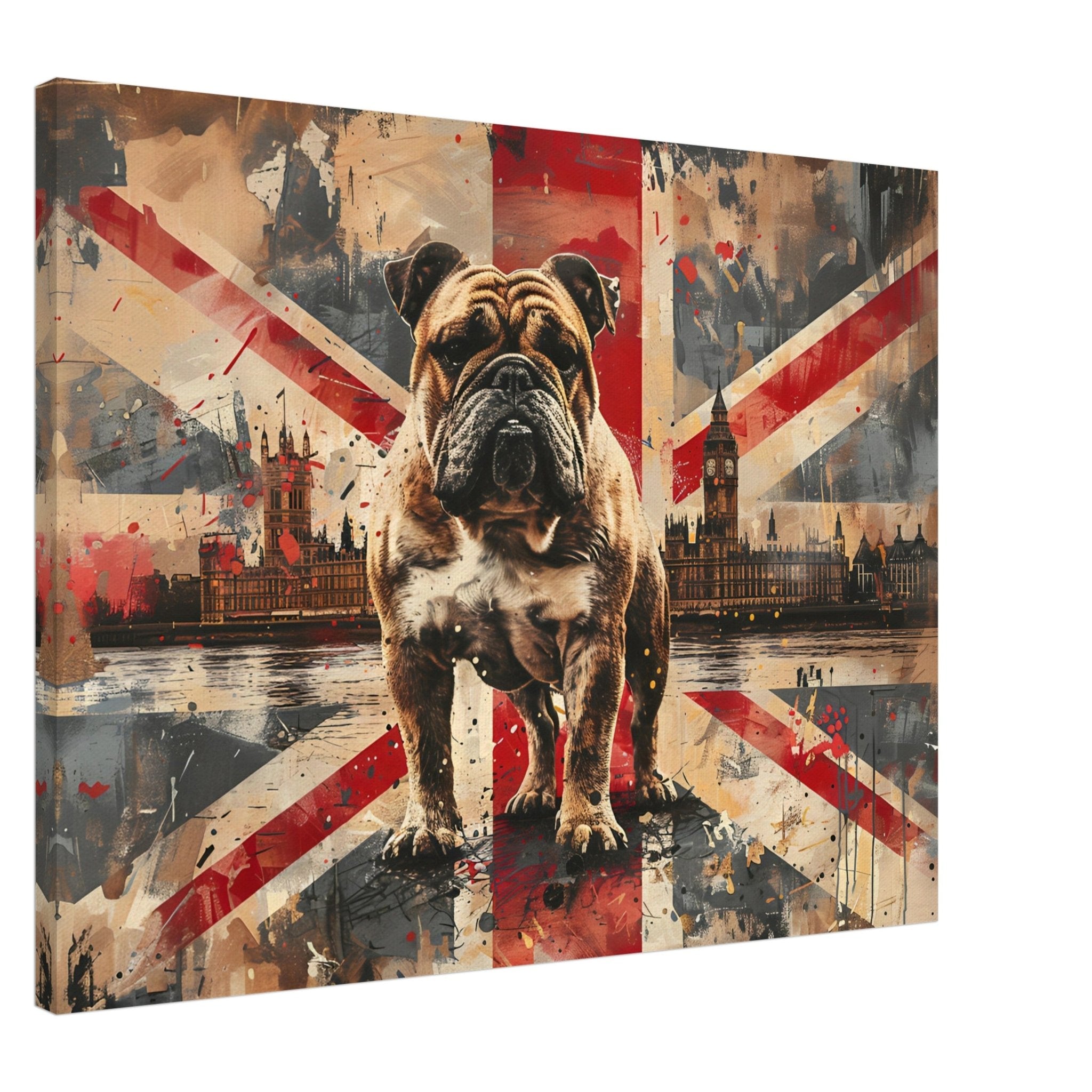 British Flag Canvas, Bulldog Union Jack Canvas Print, UK Flag Wall Art - WallArtPrints4U