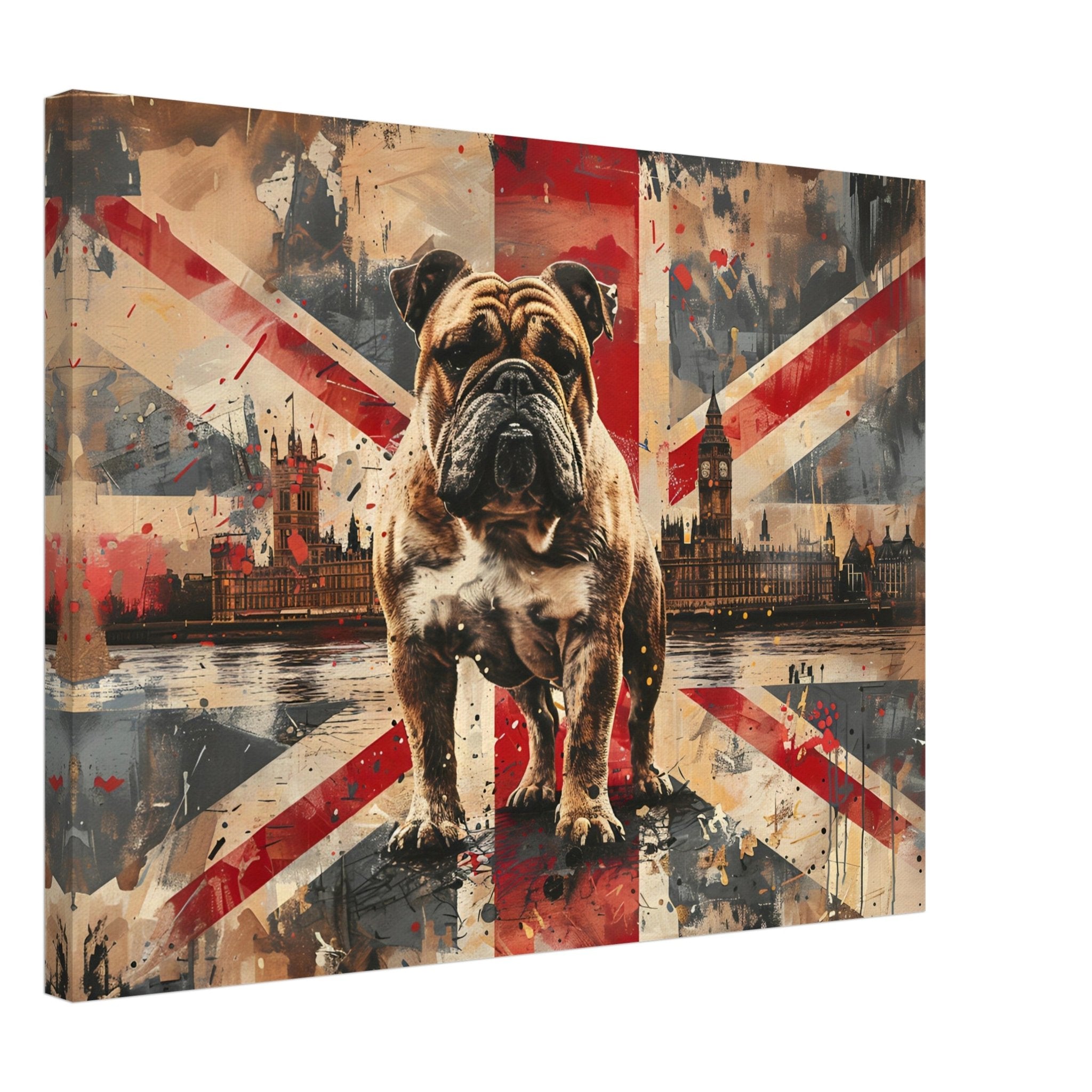 British Flag Canvas, Bulldog Union Jack Canvas Print, UK Flag Wall Art - WallArtPrints4U