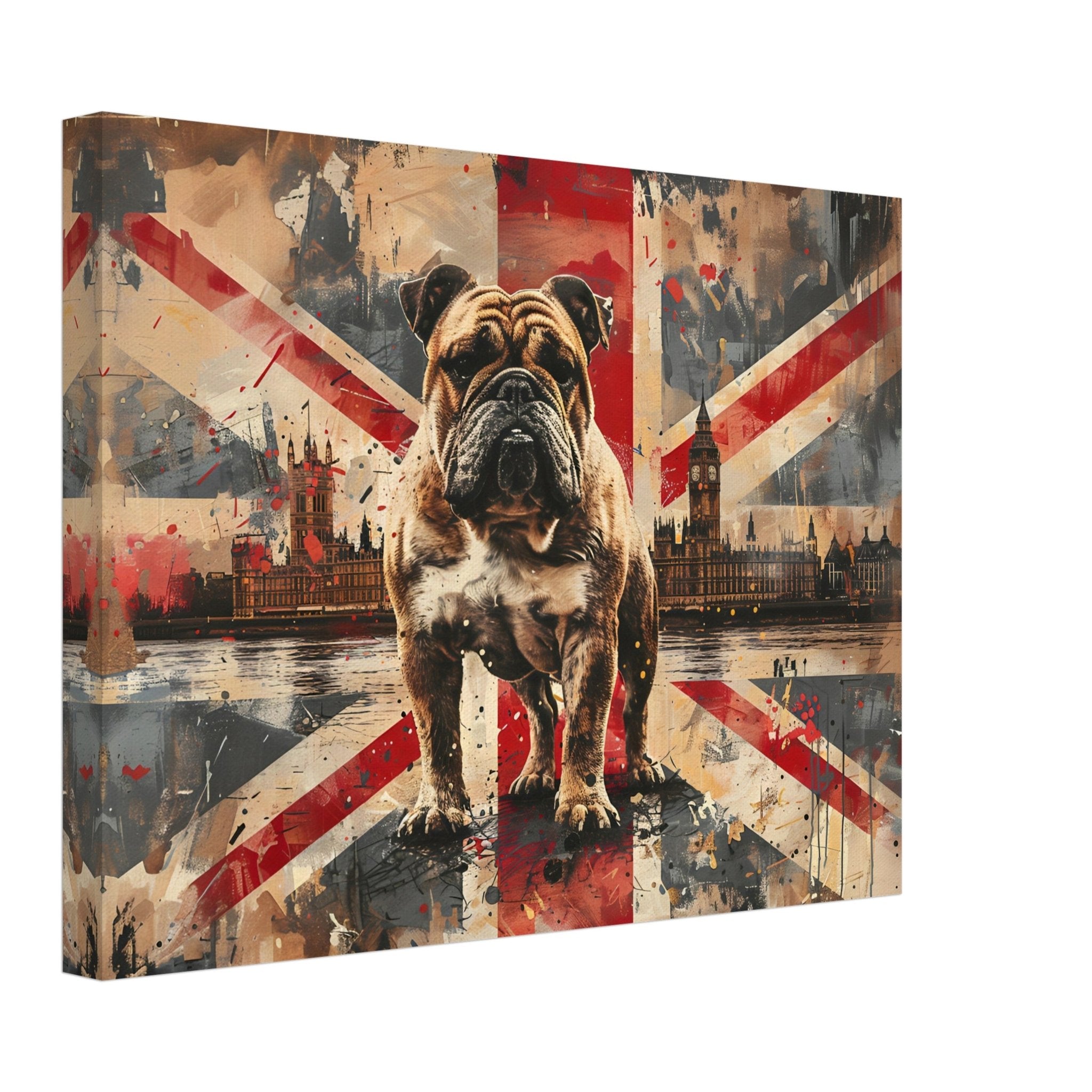 British Flag Canvas, Bulldog Union Jack Canvas Print, UK Flag Wall Art - WallArtPrints4U