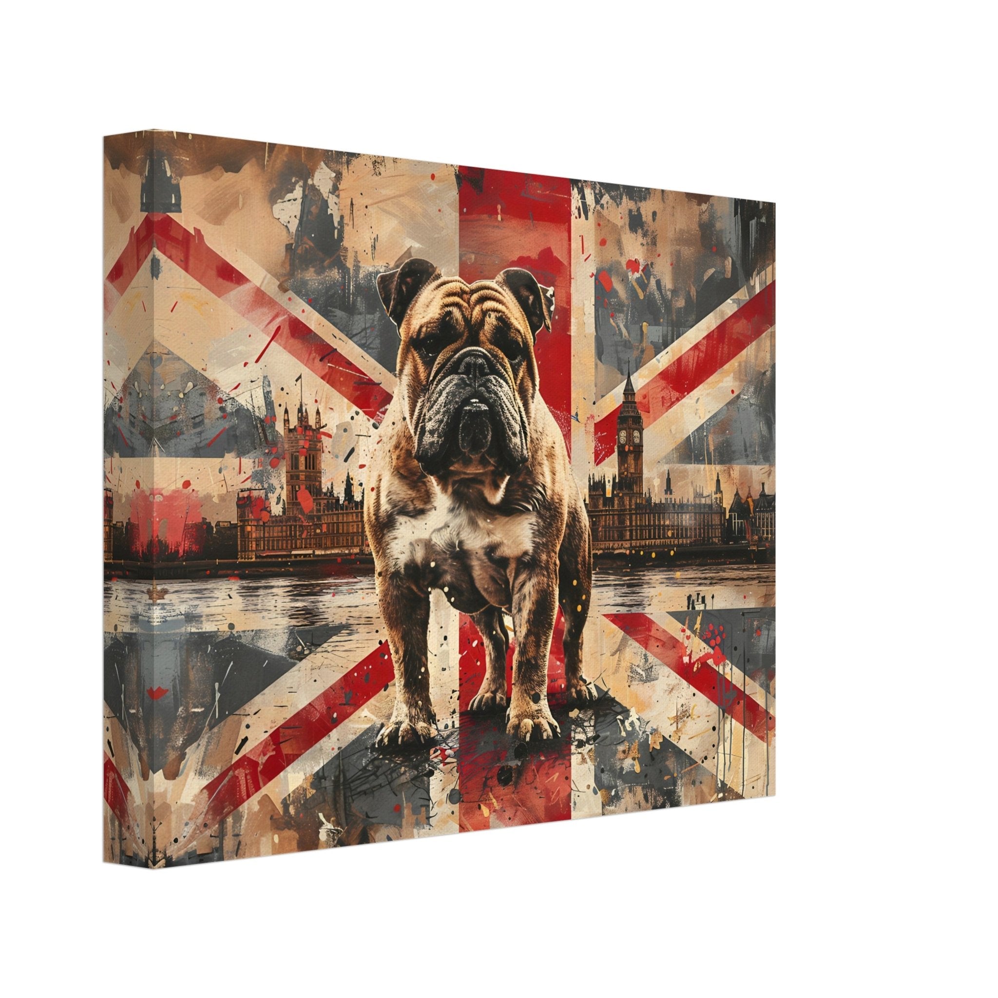 British Flag Canvas, Bulldog Union Jack Canvas Print, UK Flag Wall Art - WallArtPrints4U