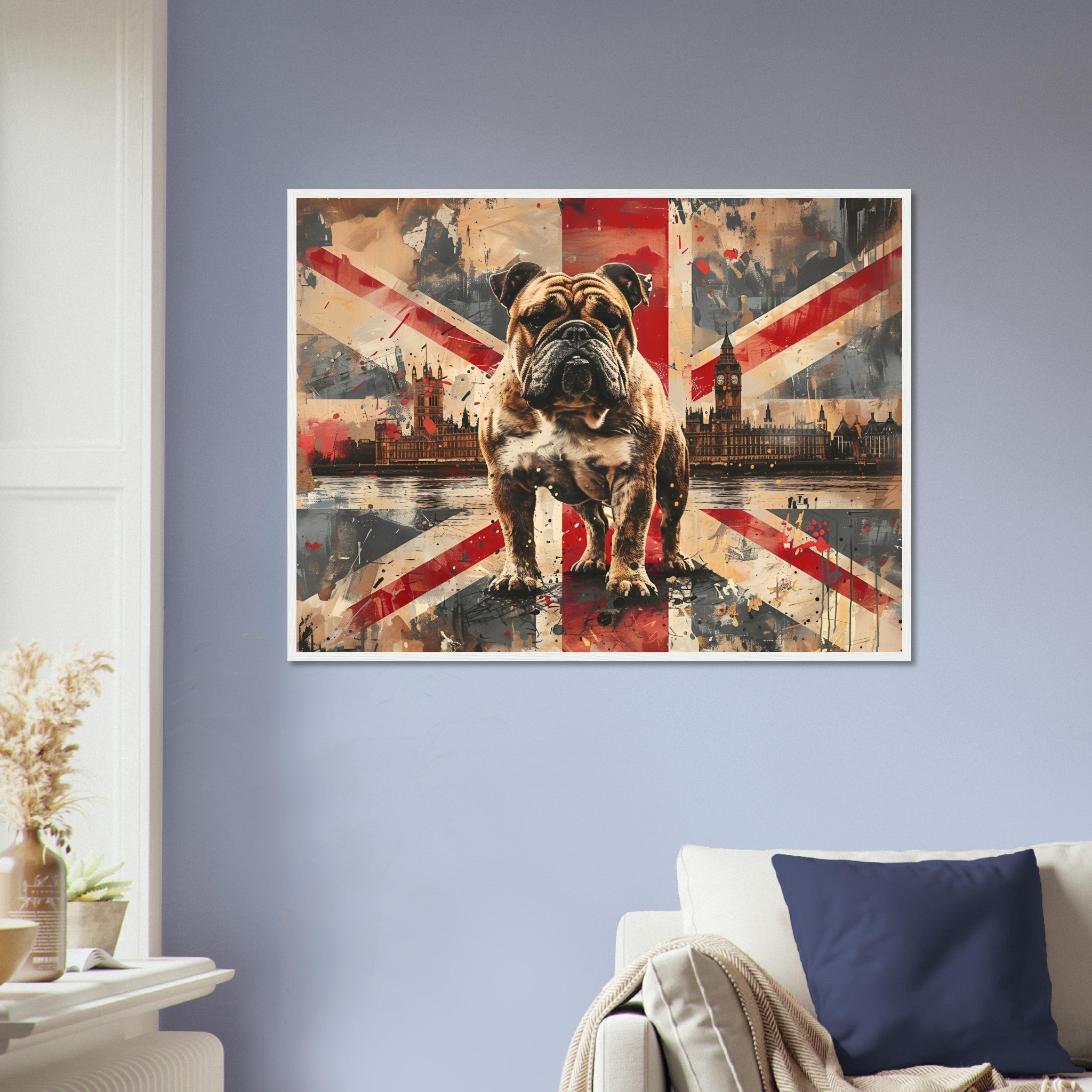 British Flag Framed Print, Bulldog Union Jack Framed, UK Flag Wall Art - WallArtPrints4U