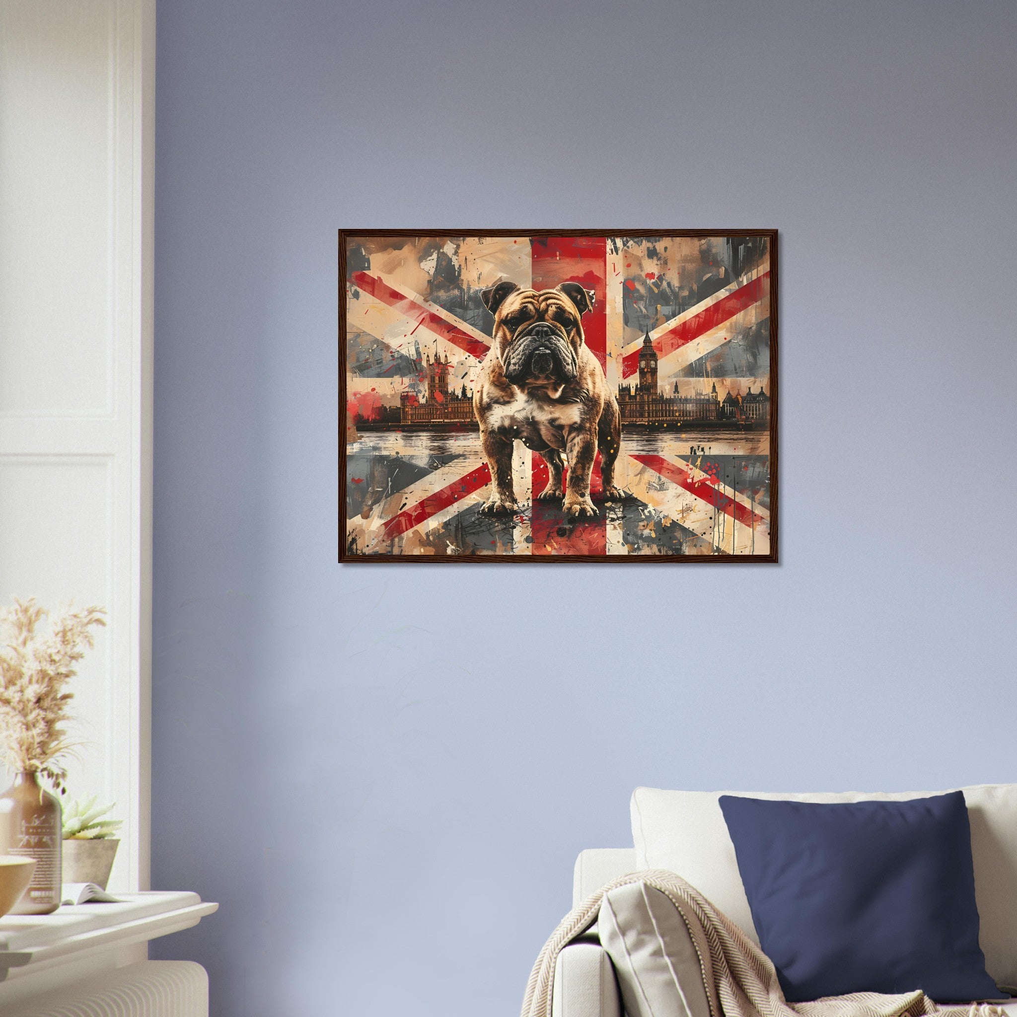 British Flag Framed Print, Bulldog Union Jack Framed, UK Flag Wall Art - WallArtPrints4U