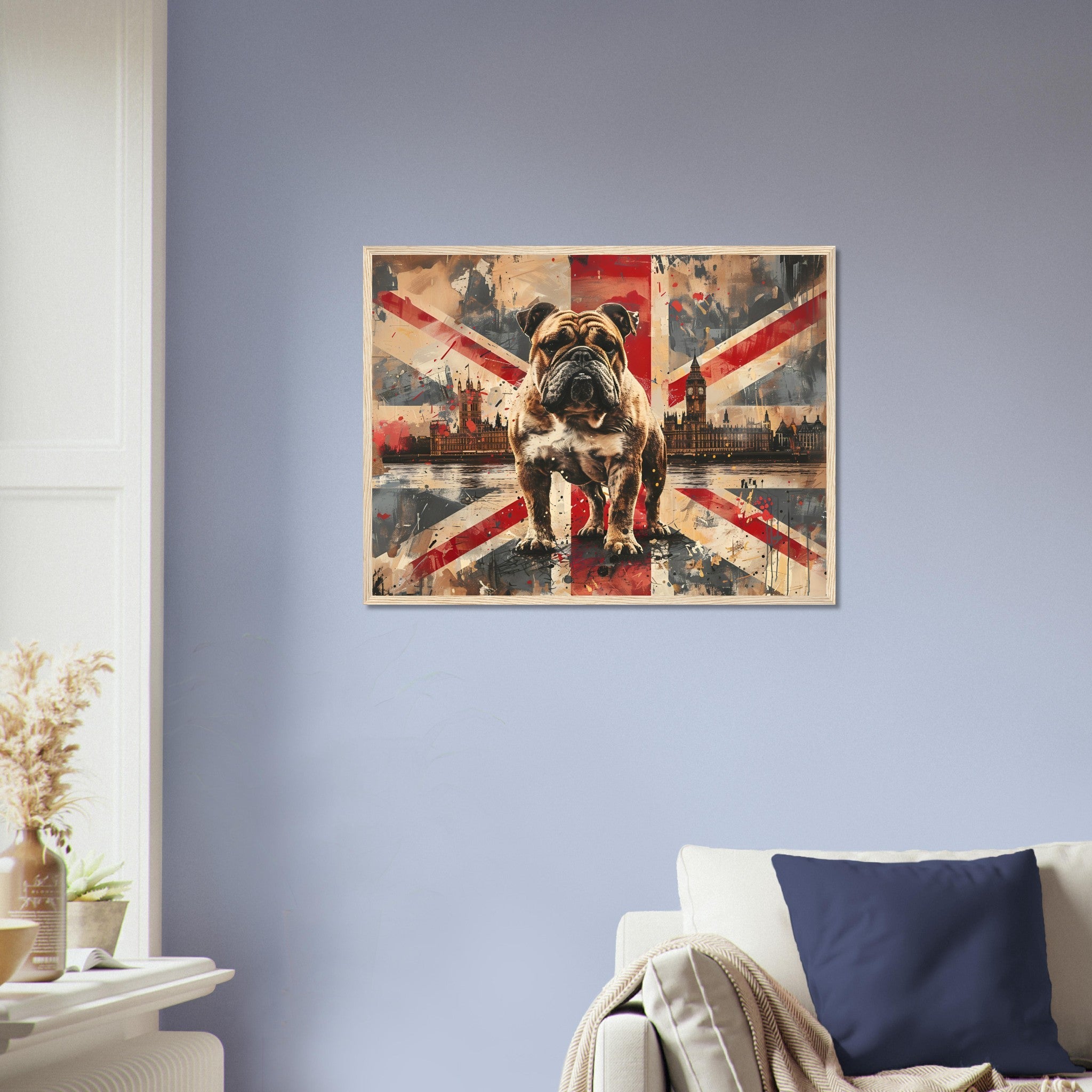 British Flag Framed Print, Bulldog Union Jack Framed, UK Flag Wall Art - WallArtPrints4U