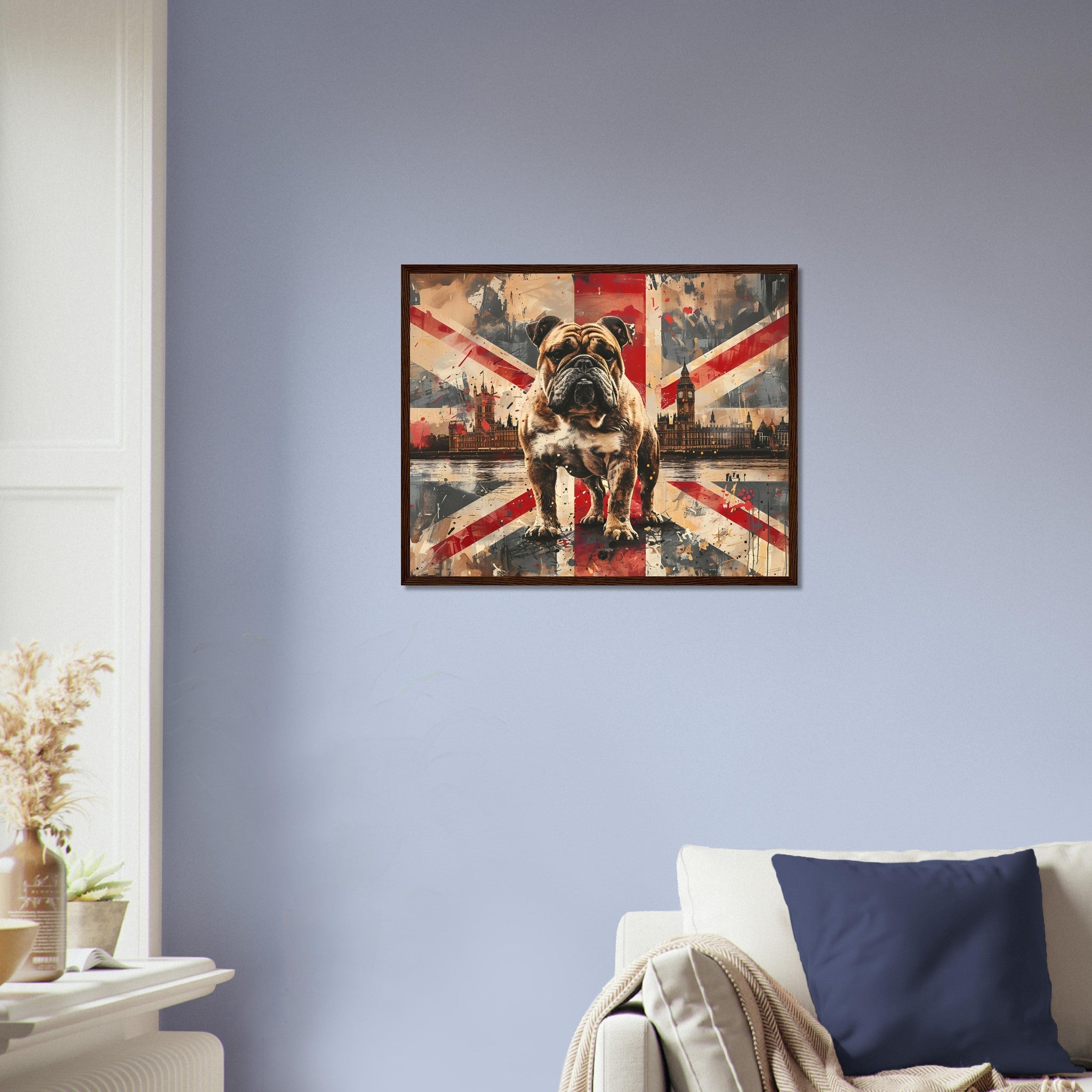 British Flag Framed Print, Bulldog Union Jack Framed, UK Flag Wall Art - WallArtPrints4U