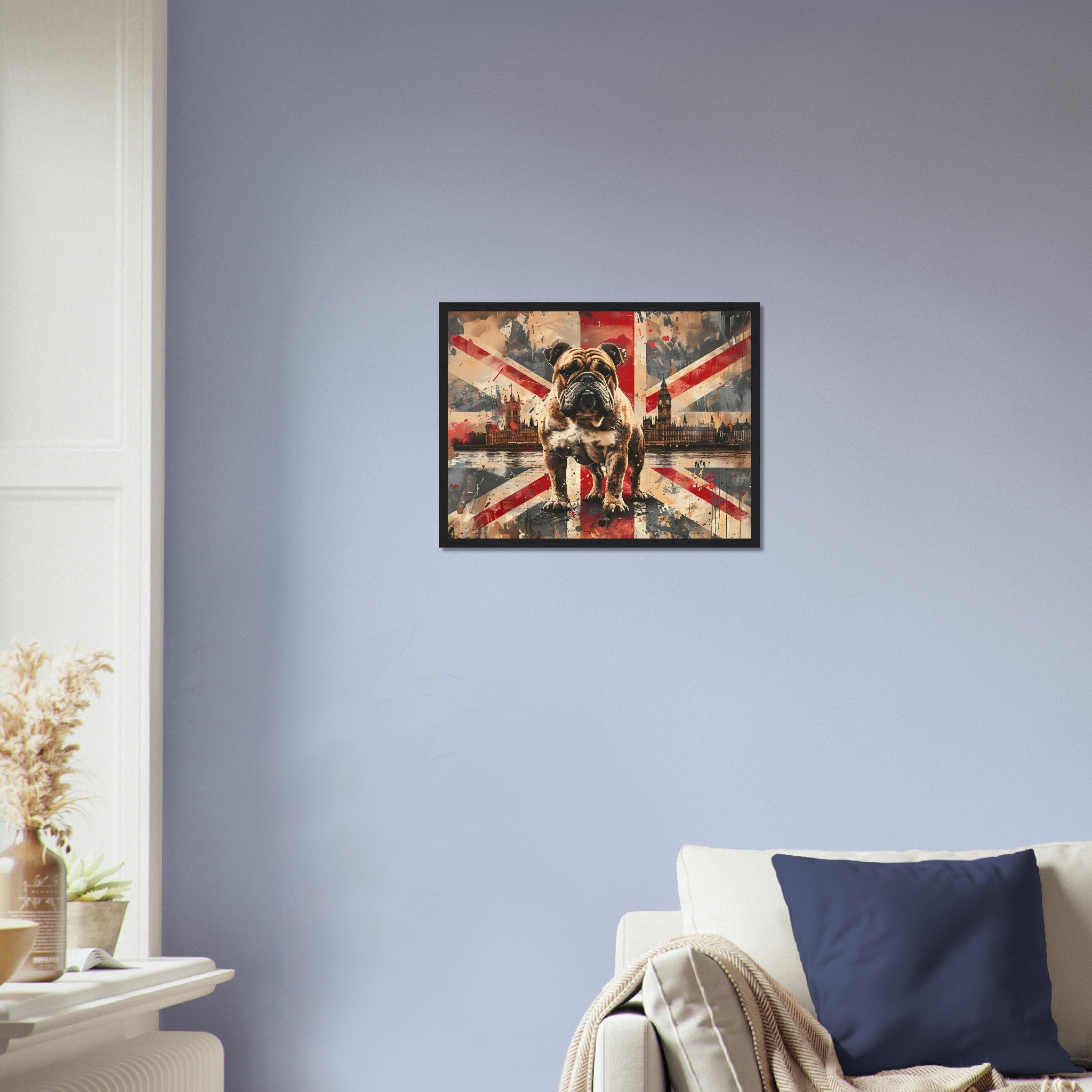 British Flag Framed Print, Bulldog Union Jack Framed, UK Flag Wall Art - WallArtPrints4U