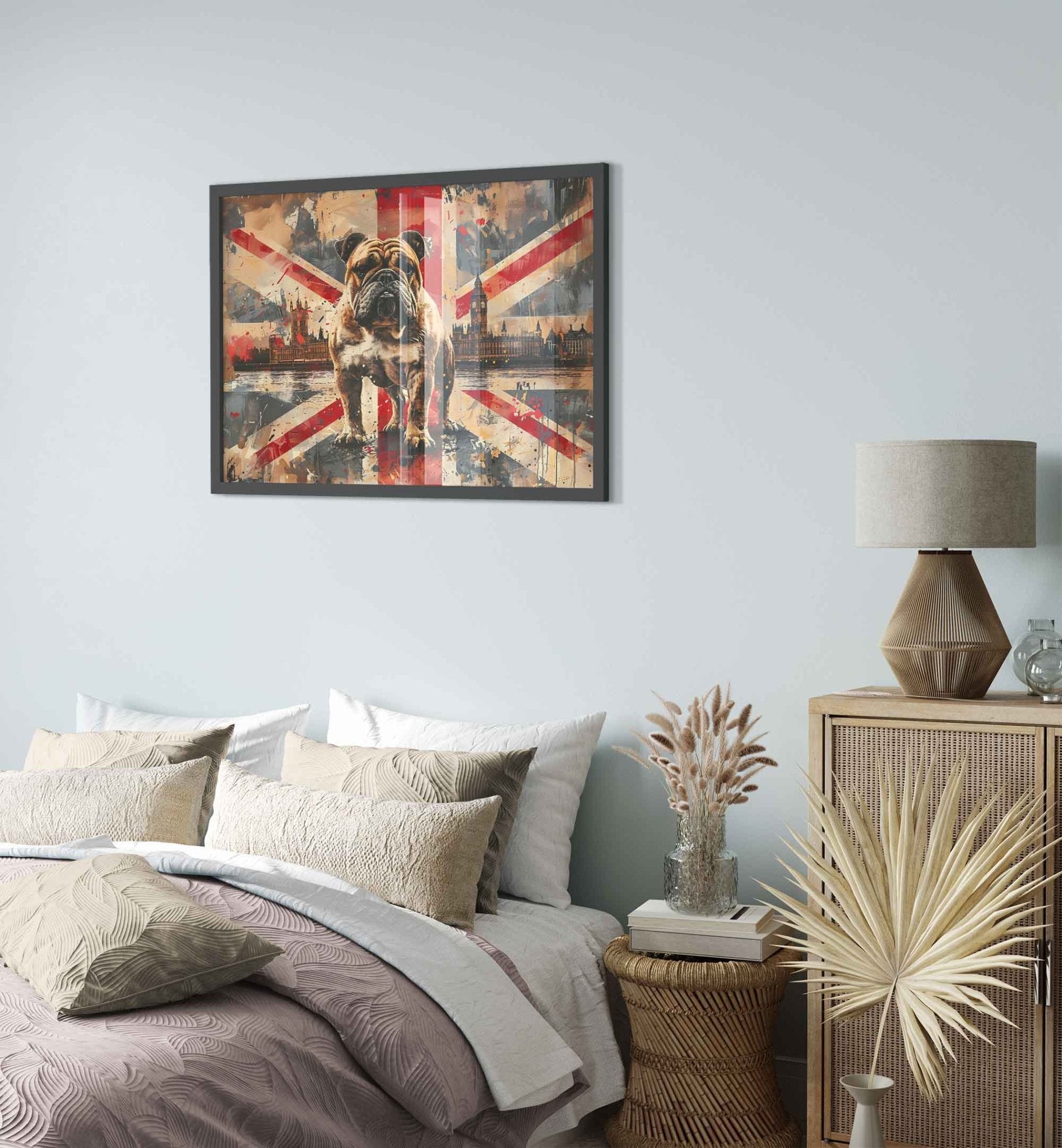 British Flag Framed Print, Bulldog Union Jack Framed, UK Flag Wall Art - WallArtPrints4U