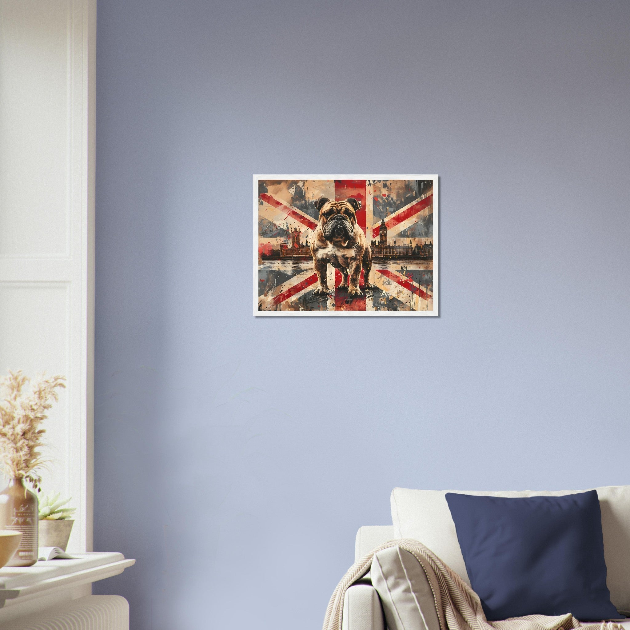 British Flag Framed Print, Bulldog Union Jack Framed, UK Flag Wall Art - WallArtPrints4U