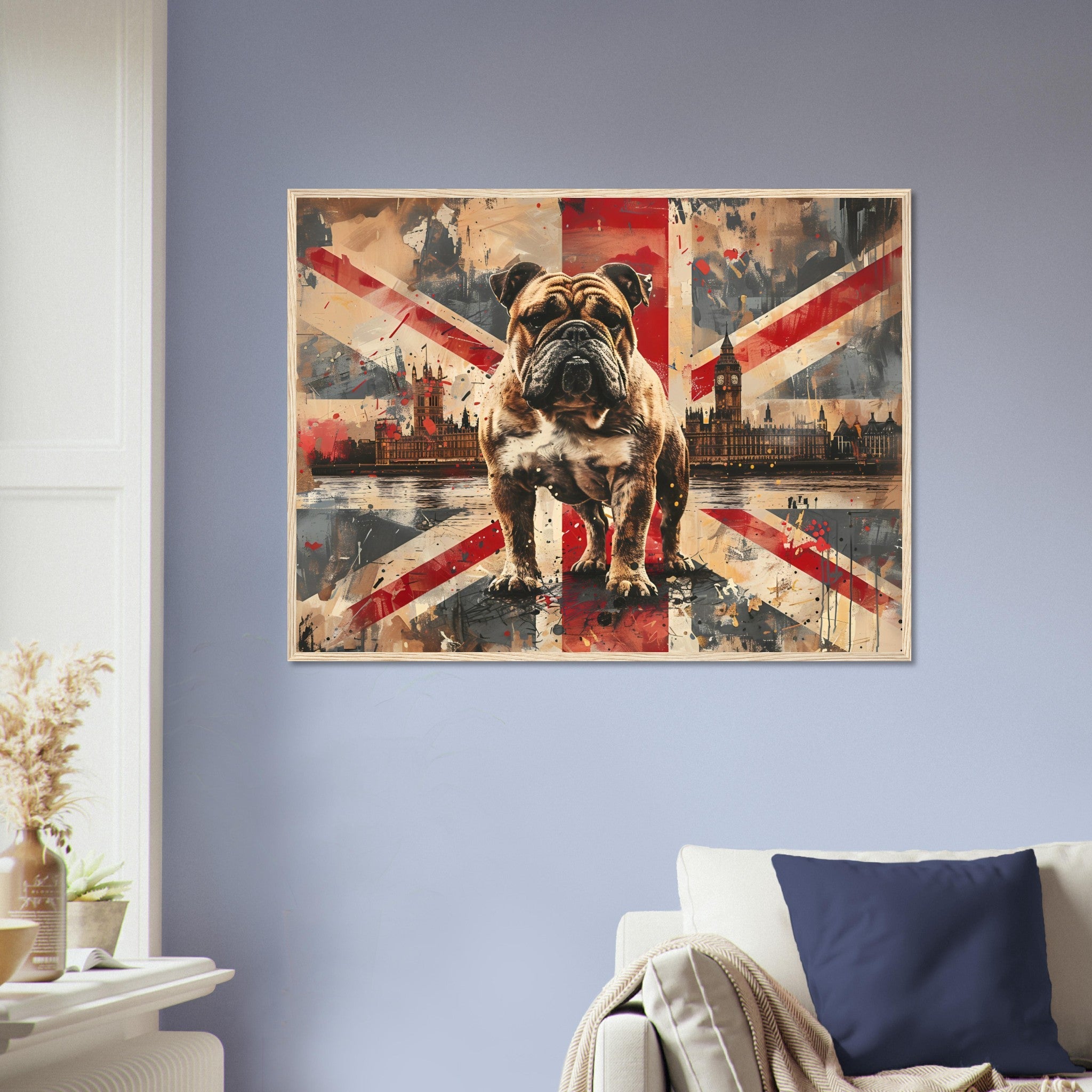 British Flag Framed Print, Bulldog Union Jack Framed, UK Flag Wall Art - WallArtPrints4U