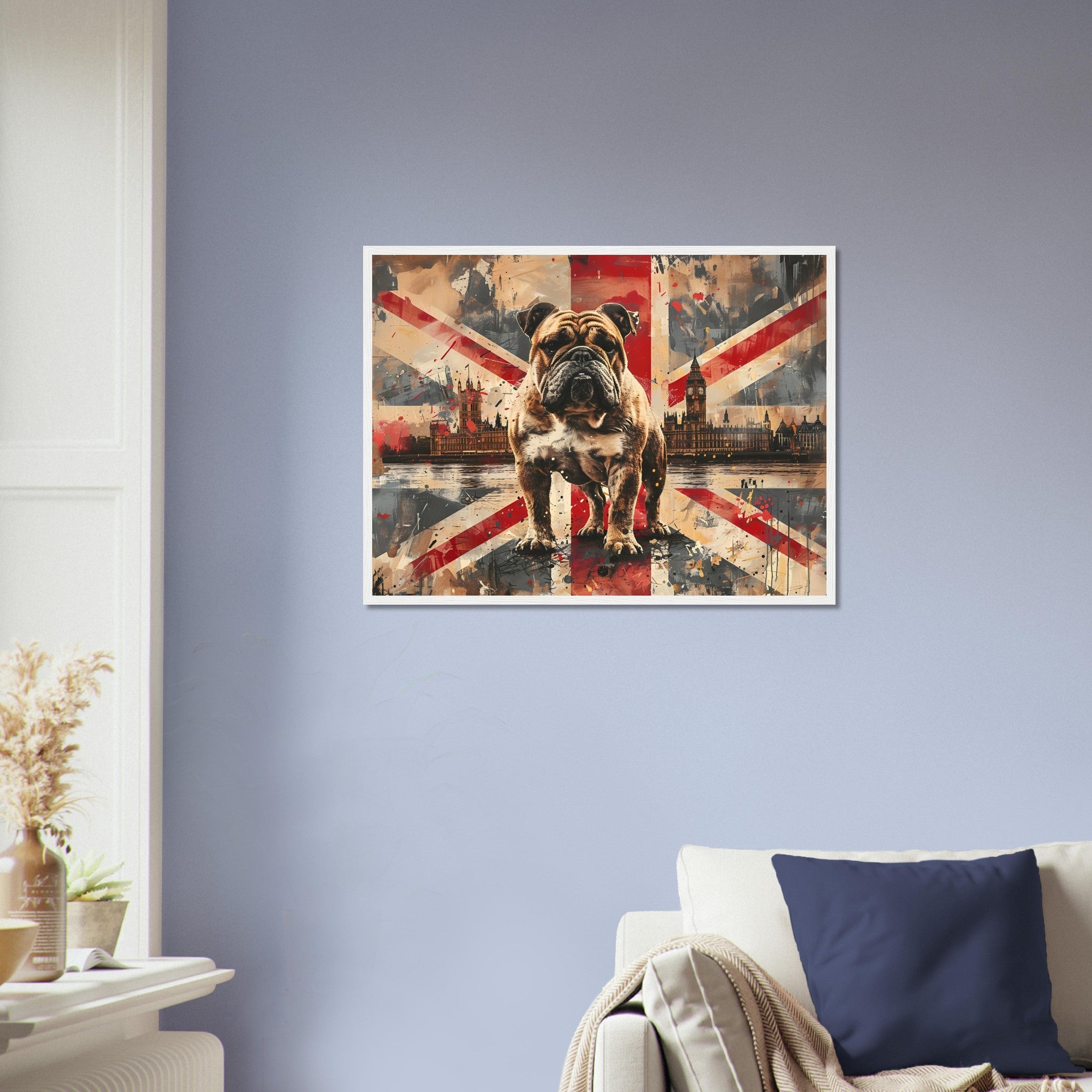 British Flag Framed Print, Bulldog Union Jack Framed, UK Flag Wall Art - WallArtPrints4U