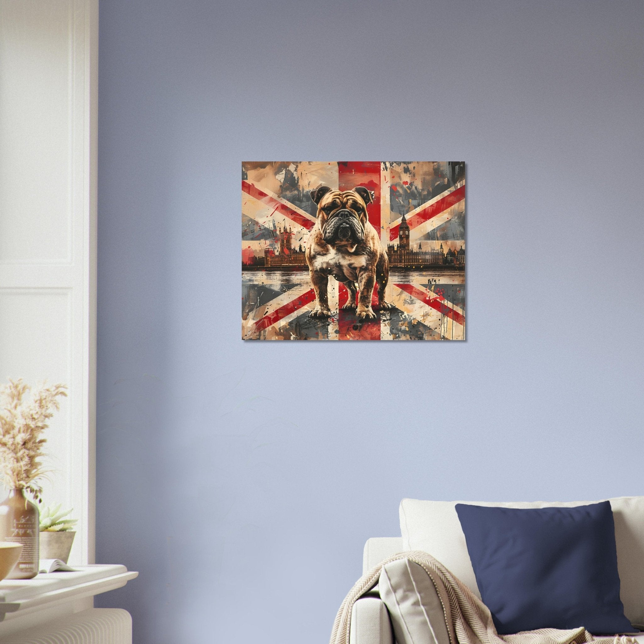 British Flag Poster, Bulldog Union Jack Poster Print, UK Flag Wall Art - WallArtPrints4U