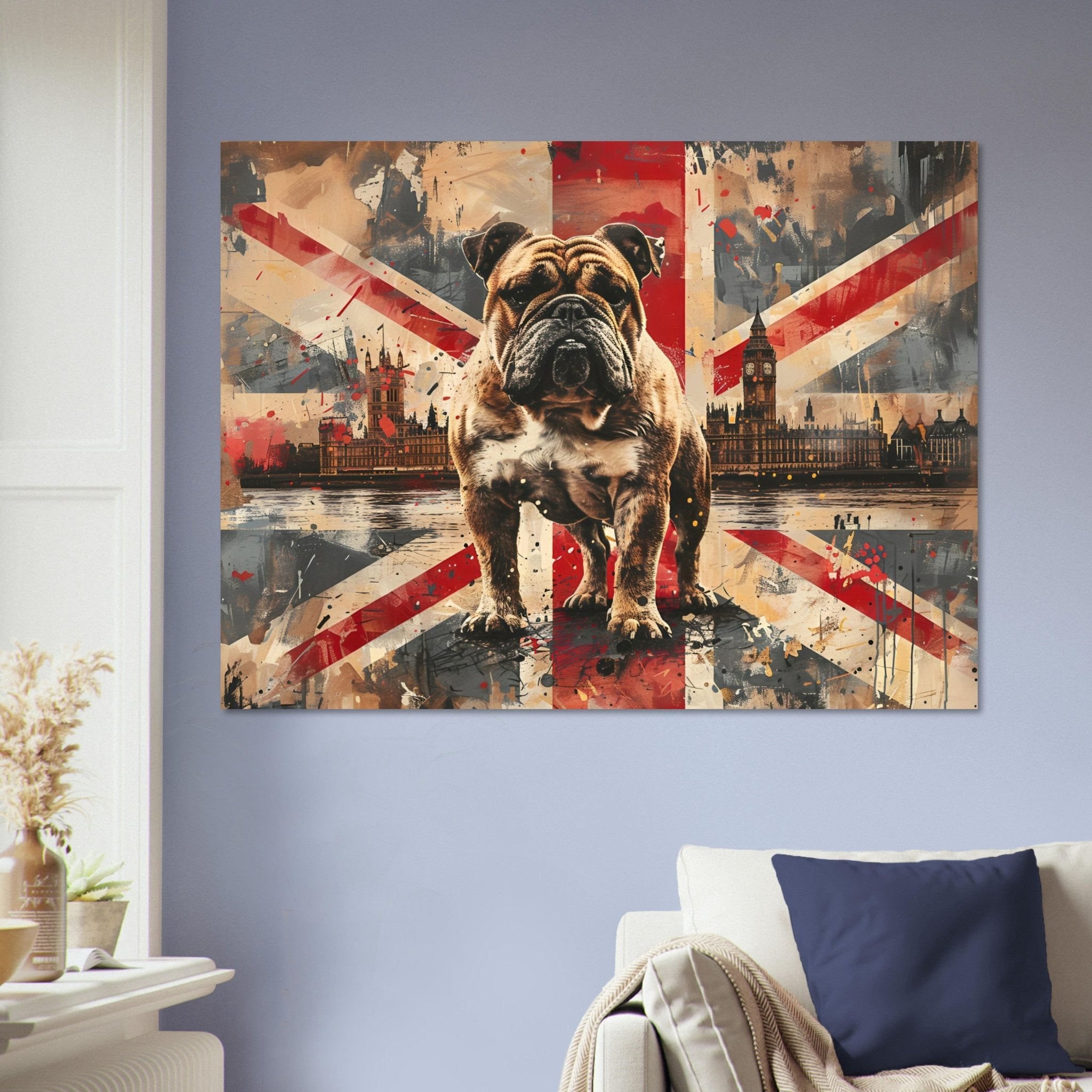 British Flag Poster, Bulldog Union Jack Poster Print, UK Flag Wall Art - WallArtPrints4U