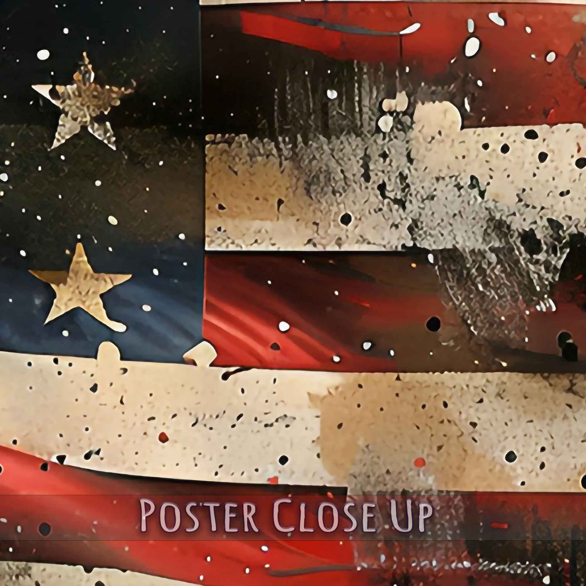 Distressed American Flag Poster, Wavy Patriotic USA Flag Gritty Modern Art - WallArtPrints4U