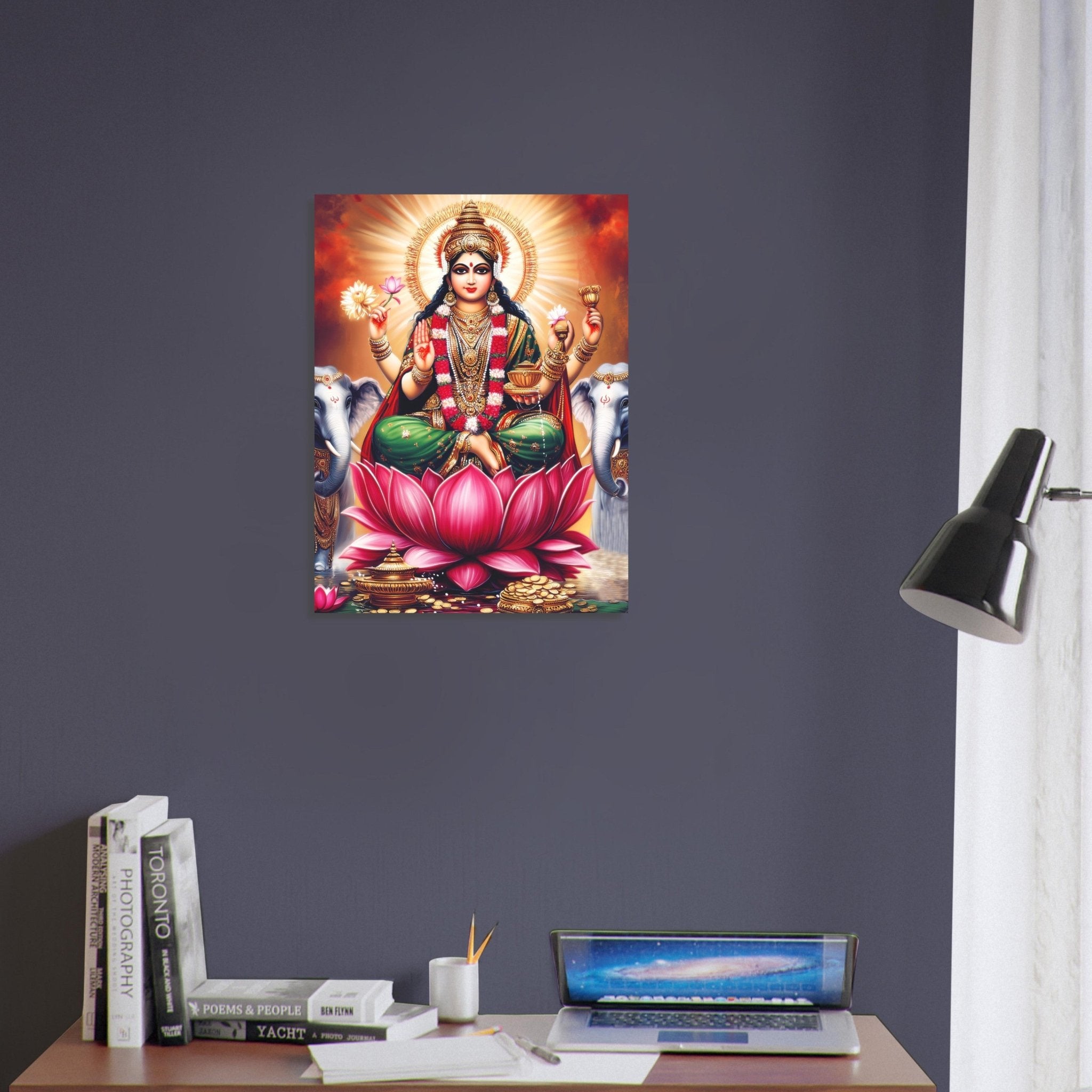 Divine Lakshmi Goddess of Wealth Art Print – Spiritual Poster, Hindu Deity Home Decor - WallArtPrints4U