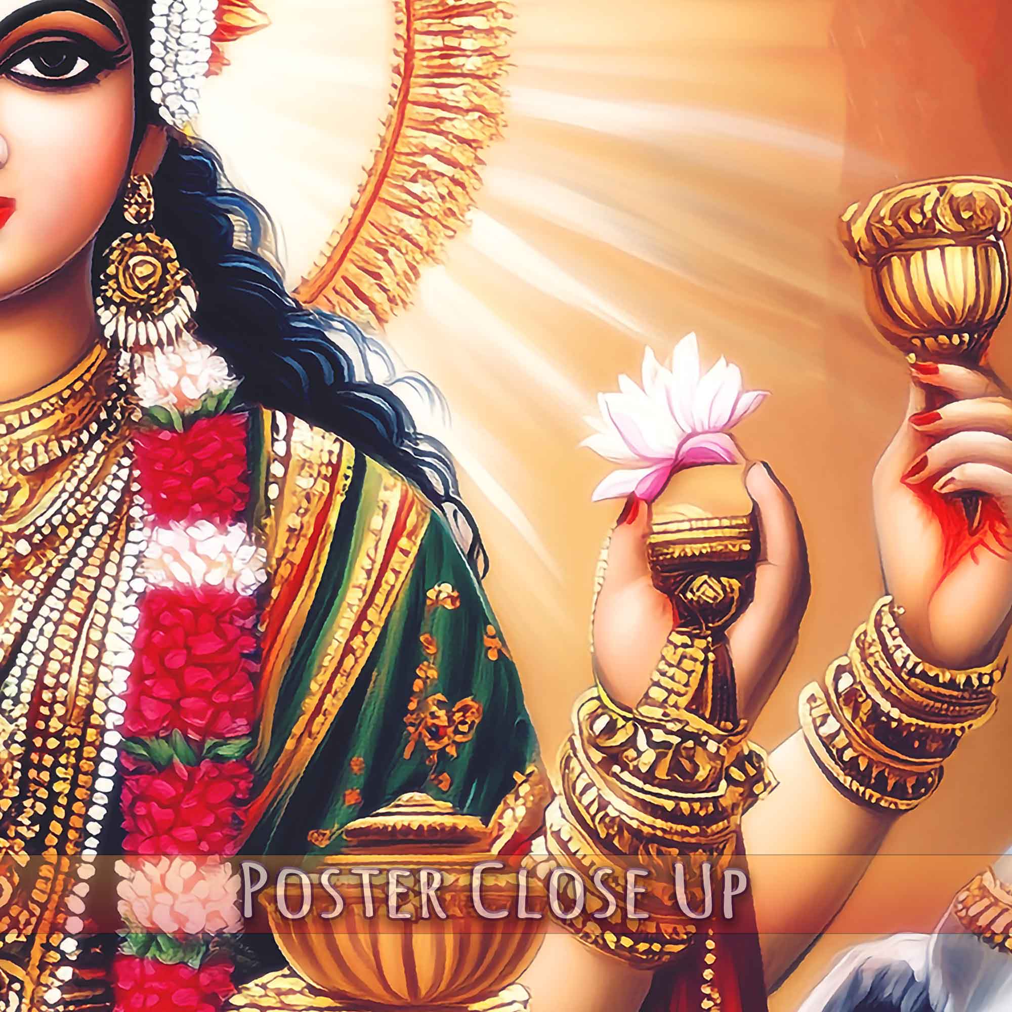 Divine Lakshmi Goddess of Wealth Art Print – Spiritual Poster, Hindu Deity Home Decor - WallArtPrints4U