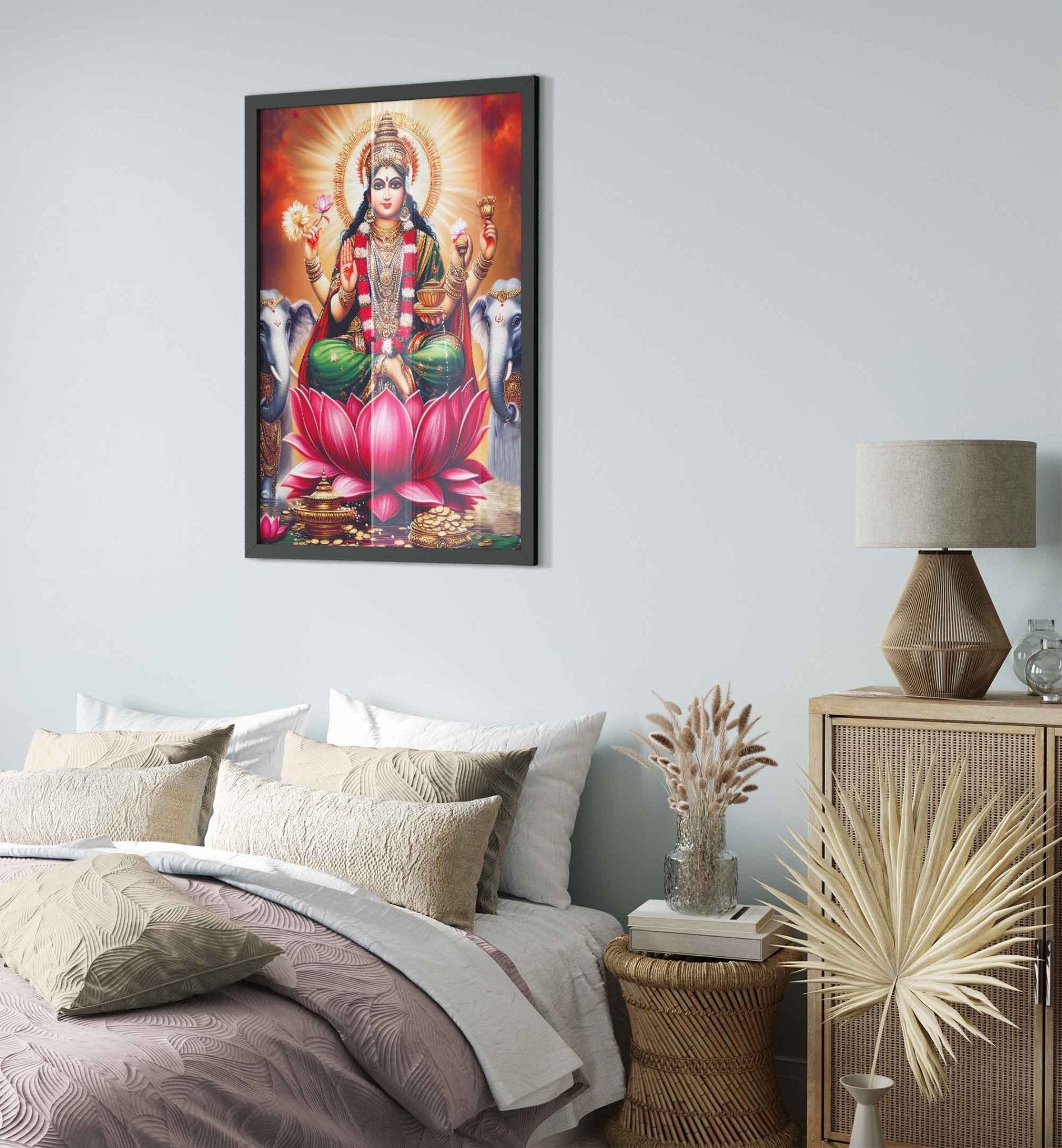 Divine Lakshmi Goddess of Wealth Digital Download – Spiritual Printable, Hindu Deity Home Decor - WallArtPrints4U