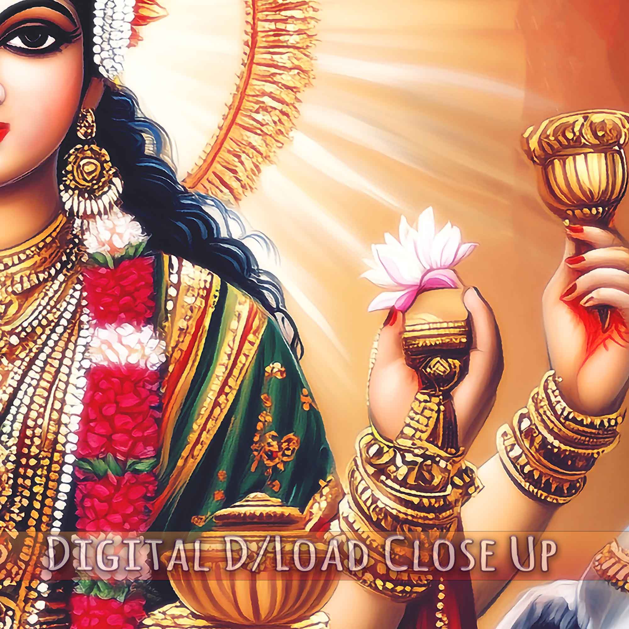 Divine Lakshmi Goddess of Wealth Digital Download – Spiritual Printable, Hindu Deity Home Decor - WallArtPrints4U