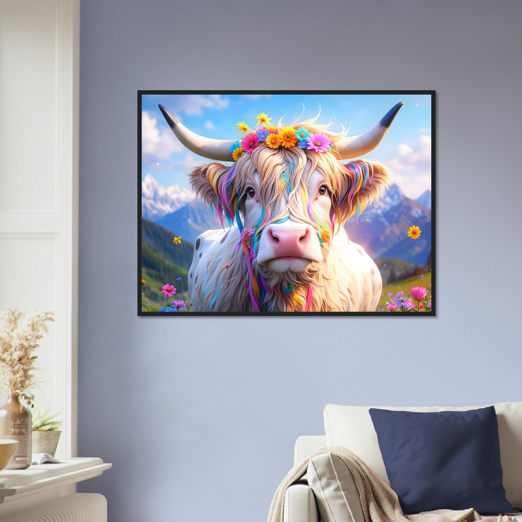 Enchanted Highland Cow Framed Print Magical Rustic Wall Art - WallArtPrints4U