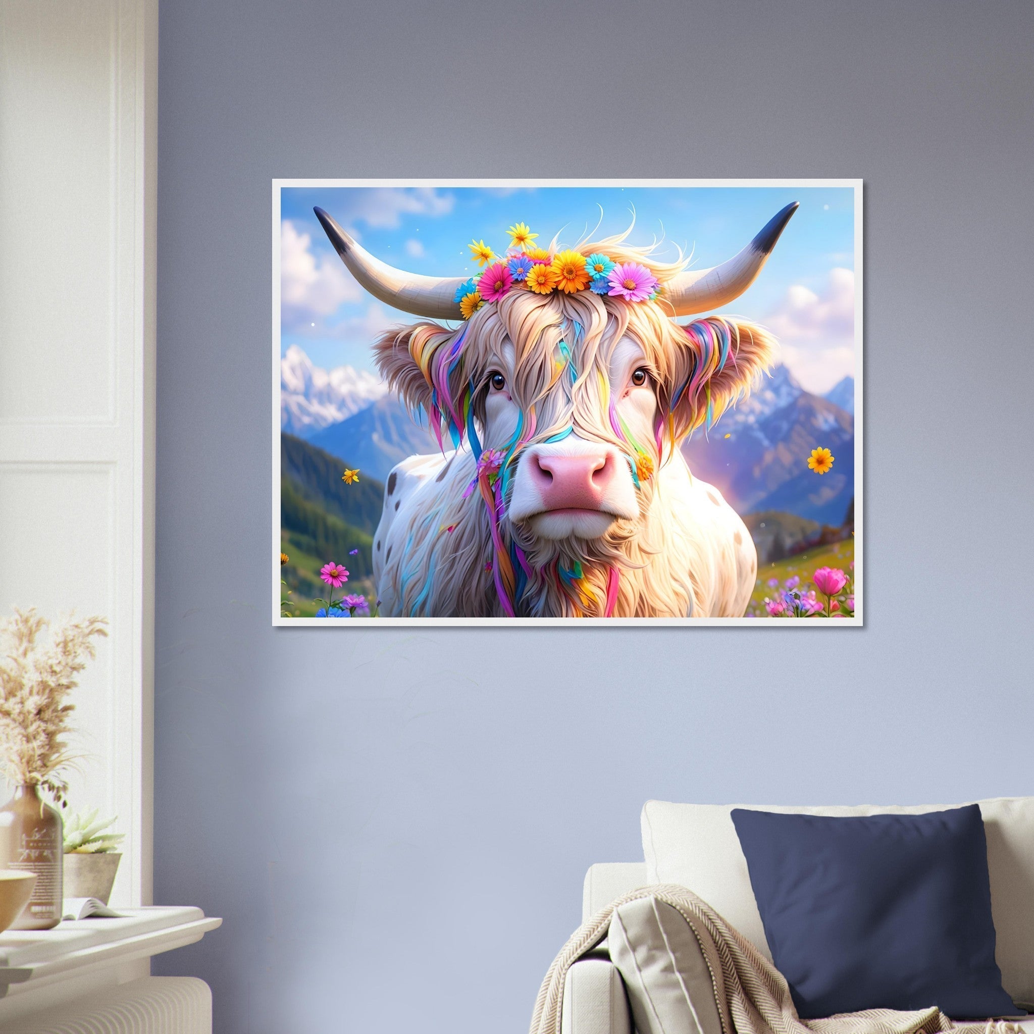 Enchanted Highland Cow Framed Print Magical Rustic Wall Art - WallArtPrints4U