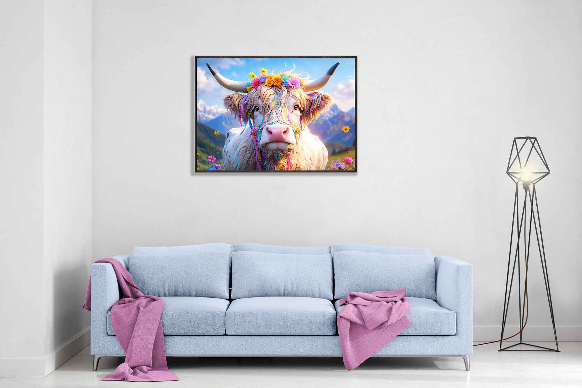 Enchanted Highland Cow Framed Print Magical Rustic Wall Art - WallArtPrints4U