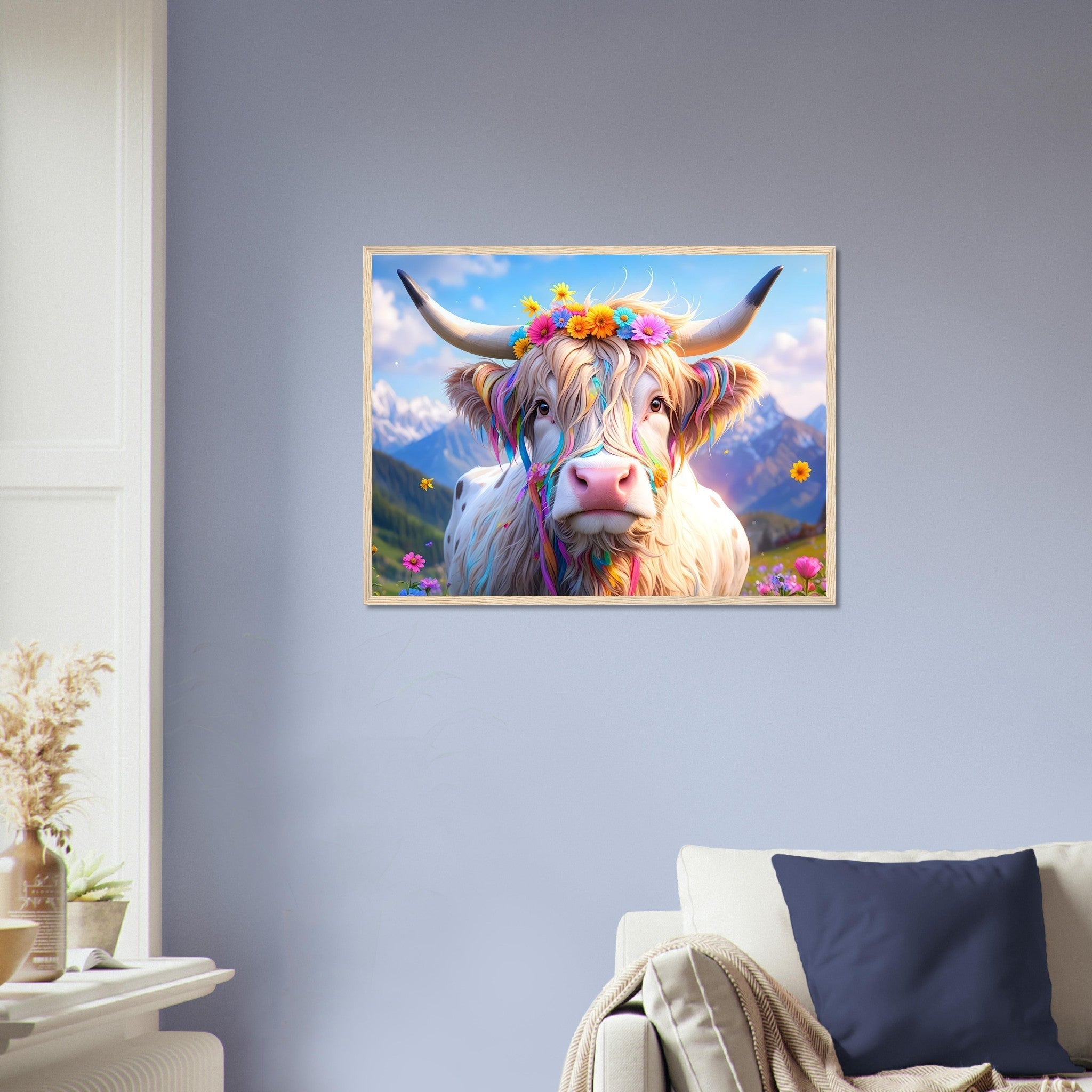 Enchanted Highland Cow Framed Print Magical Rustic Wall Art - WallArtPrints4U